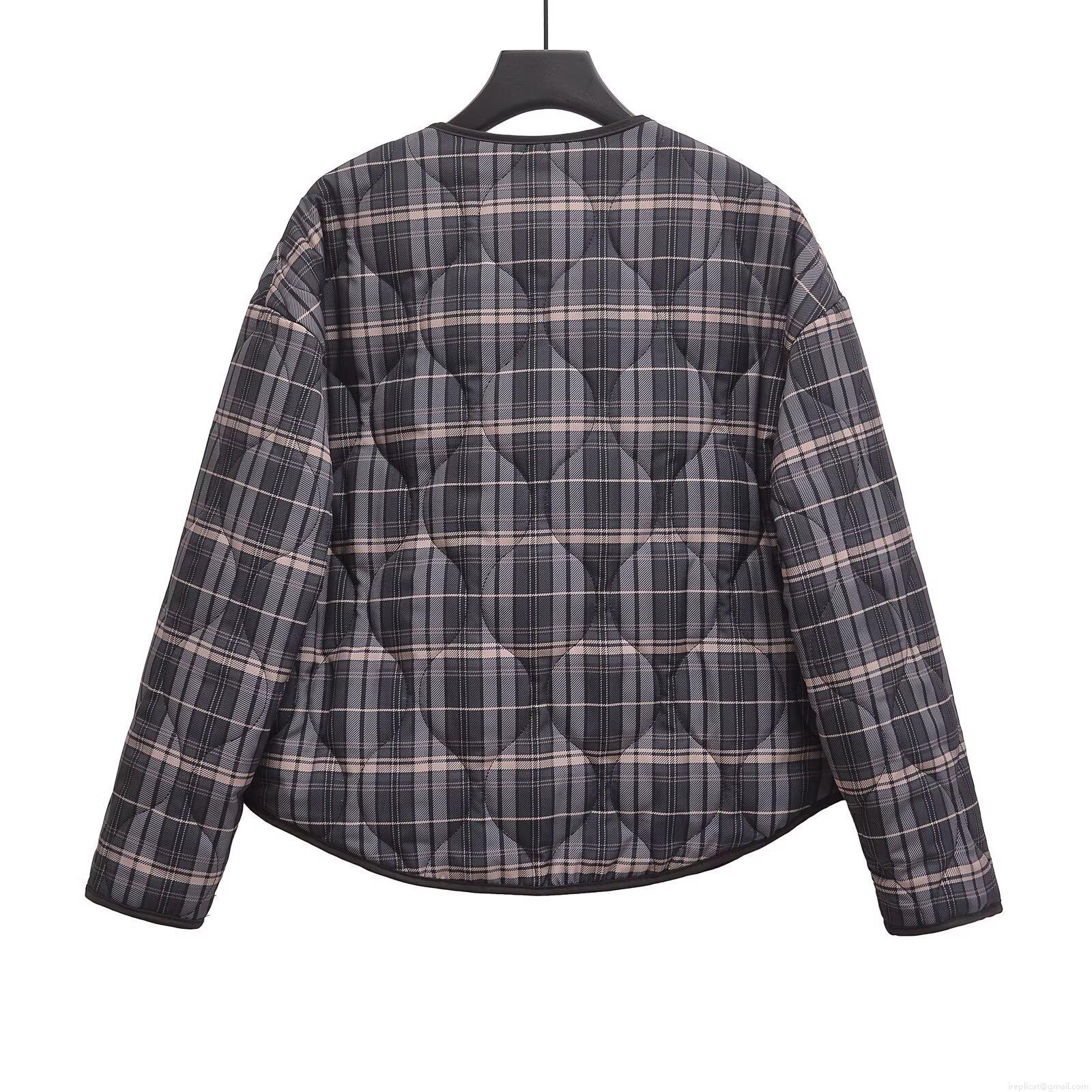 Women's Western Style Round Neck Quilted Plaid Jacket With Single Breasted Buttons Long Sleeve Polyester Outerwear Gray Pink White Warm Coat For Autumn Winter Streetwear
