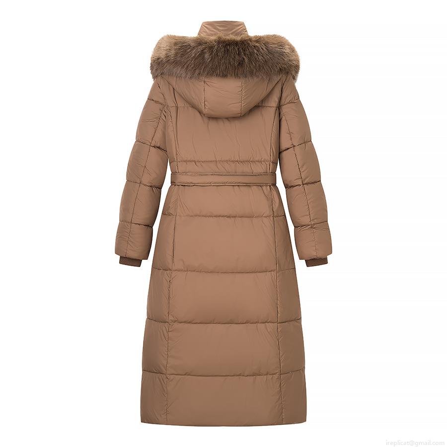 Women's Long Puffer Jacket Faux Fur Collar Hooded Warm Windproof Quilted Winter Coat For Ladies Solid Color Streetwear Outerwear With Waist Belt