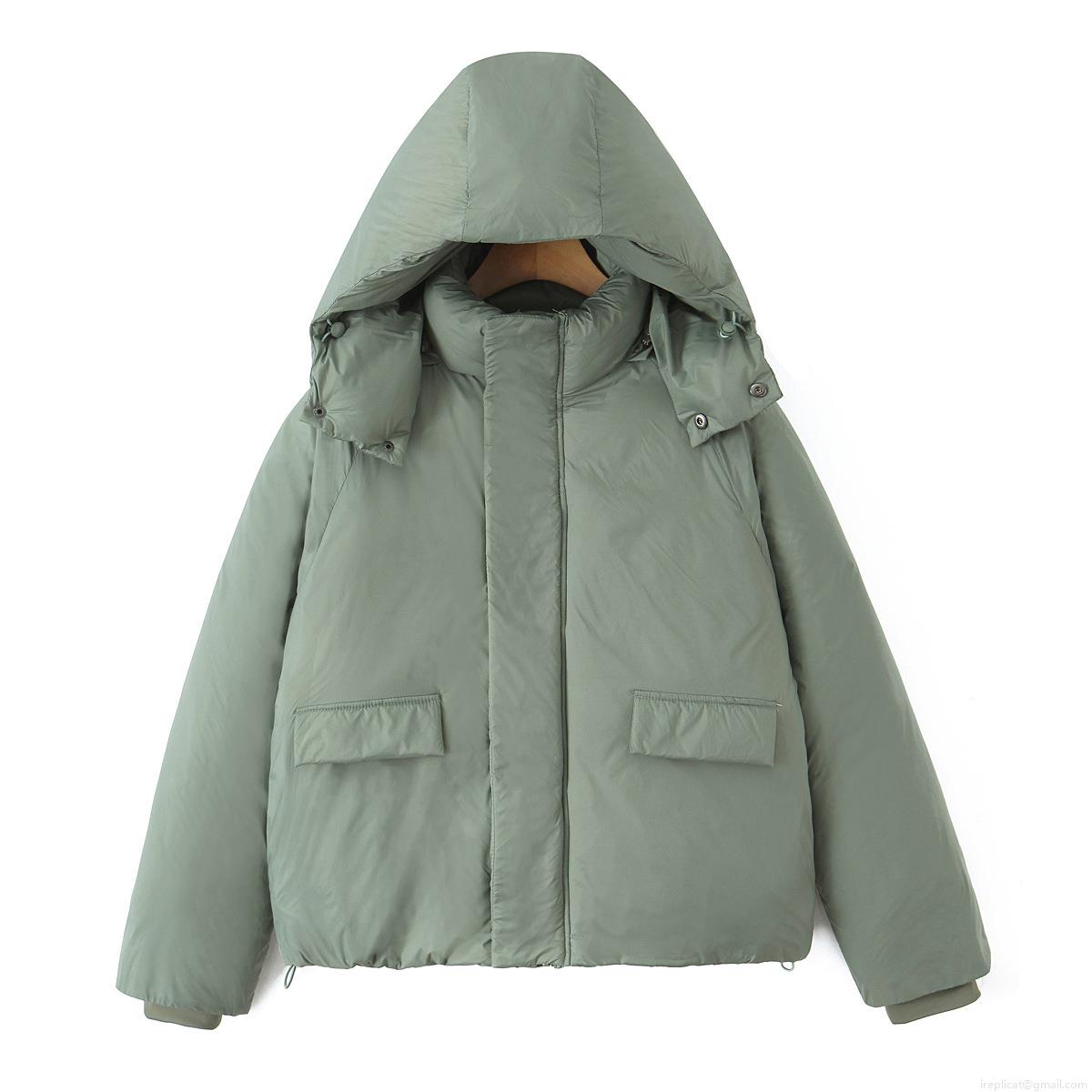 Women's Winter Oversized Padded Jacket Fashion Casual Detachable Hooded Cotton Coat Warm Windproof Short Parka Outerwear With Drawstring Hem