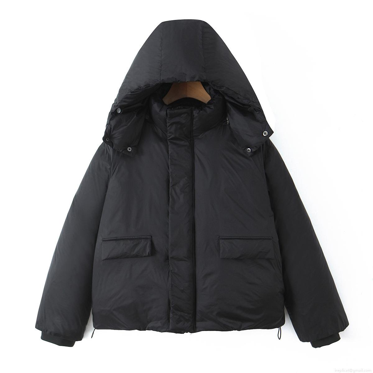 Women's Winter Oversized Padded Jacket Fashion Casual Detachable Hooded Cotton Coat Warm Windproof Short Parka Outerwear With Drawstring Hem