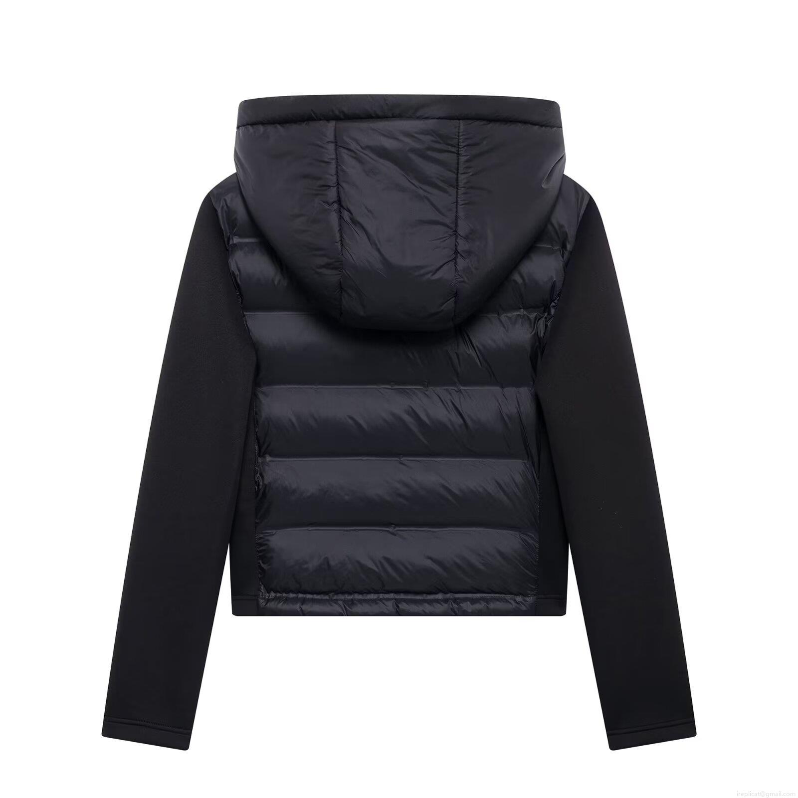 Women's Fashion Hooded Patchwork Puffer Jacket Casual Loose Long Sleeve Zip Up Quilted Cotton Padded Short Outerwear For Autumn Winter Streetwear Lady