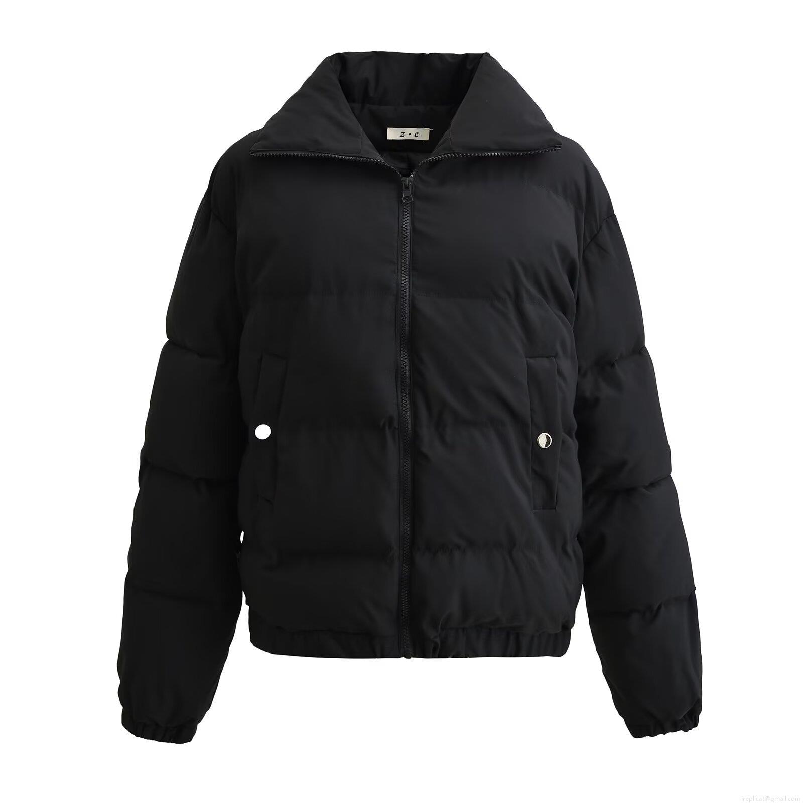 Women's Mid-Length Puffer Cotton Jacket Polyester Windproof Stand Collar Zipper Pockets Quilted Coat For Winter Outdoor Daily Western Street Fashion