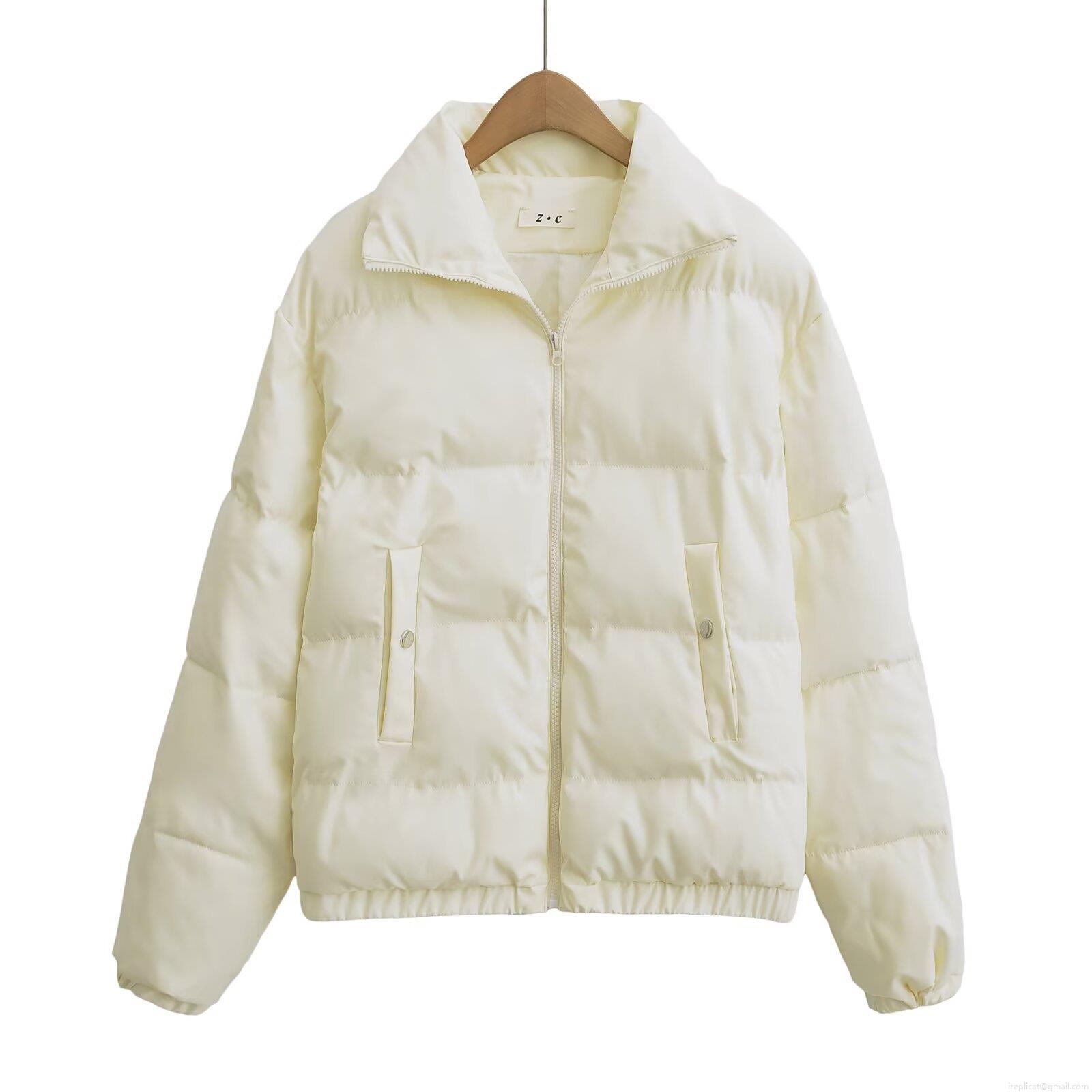 Women's Mid-Length Puffer Cotton Jacket Polyester Windproof Stand Collar Zipper Pockets Quilted Coat For Winter Outdoor Daily Western Street Fashion