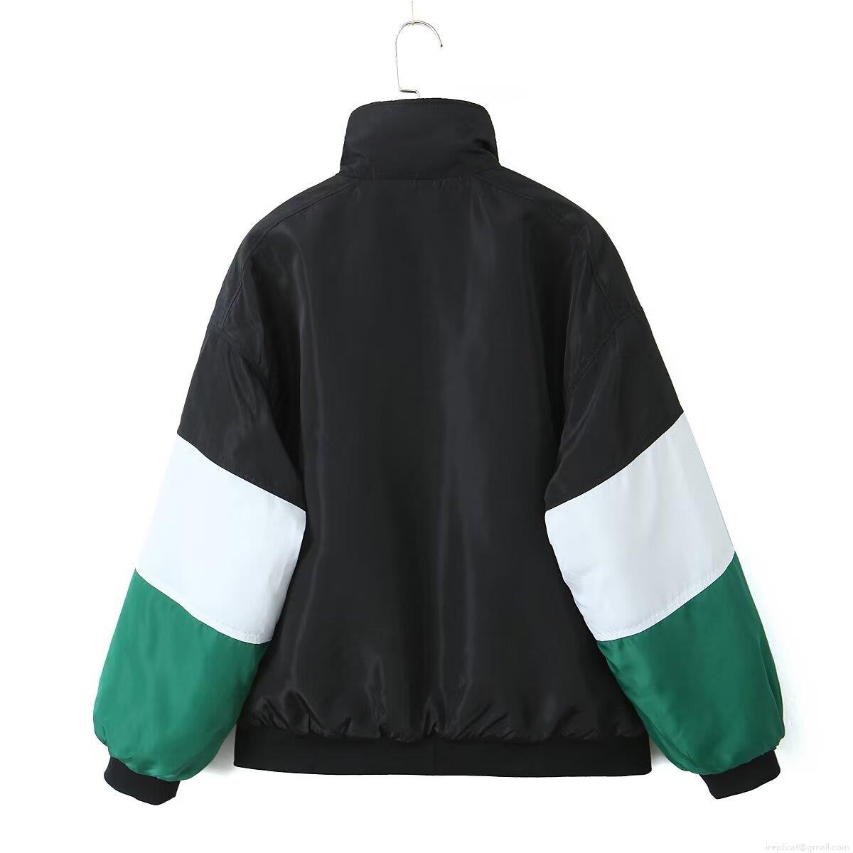 Women's Color Block Puffer Jacket Fashion Patch Embroidery Stand Collar Long Sleeve Padded Coat Windproof Streetwear Outerwear For Casual Winter Spring
