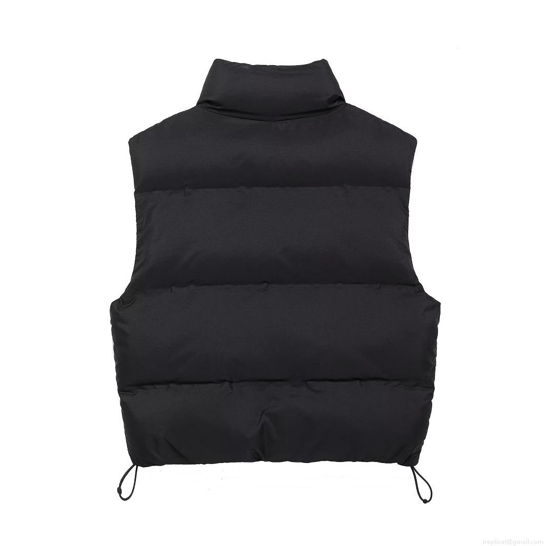 Women Stand Collar Padded Vest Warm Down Cotton Sleeveless Jacket Quilted Windproof Waistcoat Autumn Winter Streetwear Outerwear Adjustable Hem