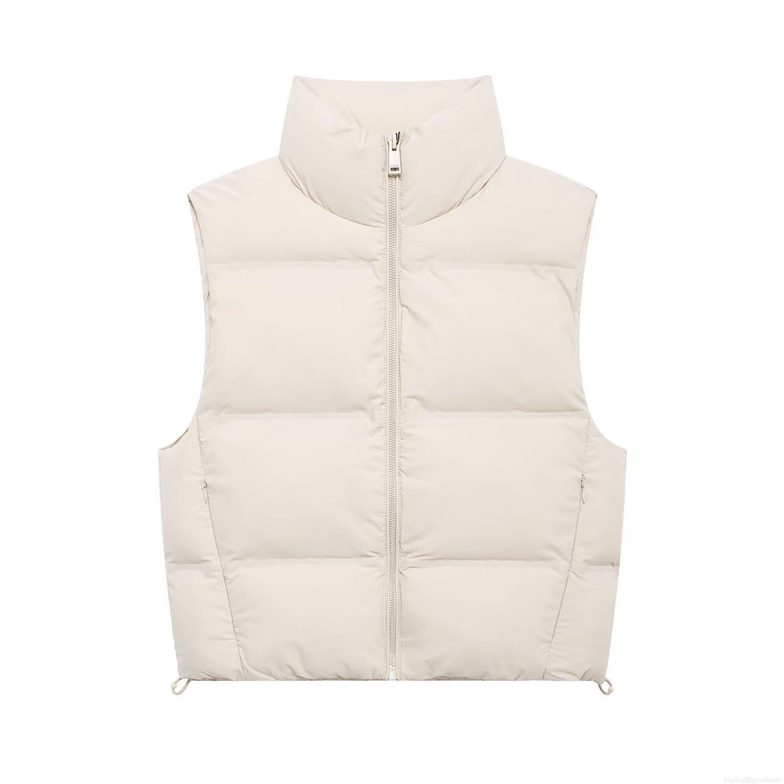 Women Stand Collar Padded Vest Warm Down Cotton Sleeveless Jacket Quilted Windproof Waistcoat Autumn Winter Streetwear Outerwear Adjustable Hem
