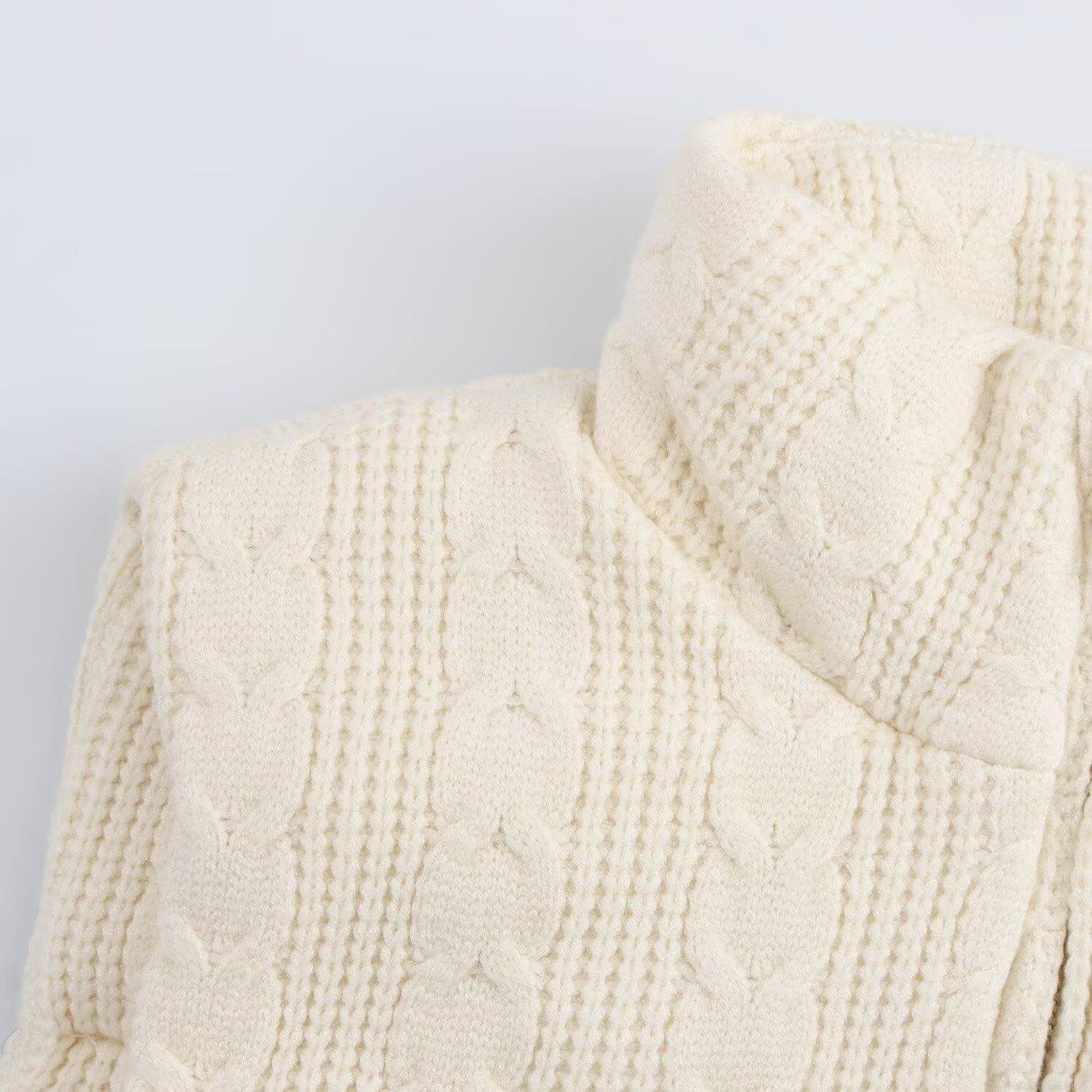 Women's Fashion Cable Knit Padded Vest Stand Collar Sleeveless Zip Up Puffer Gilet Solid Color Warm Waistcoat With Pockets Streetwear Outwear for Ladies