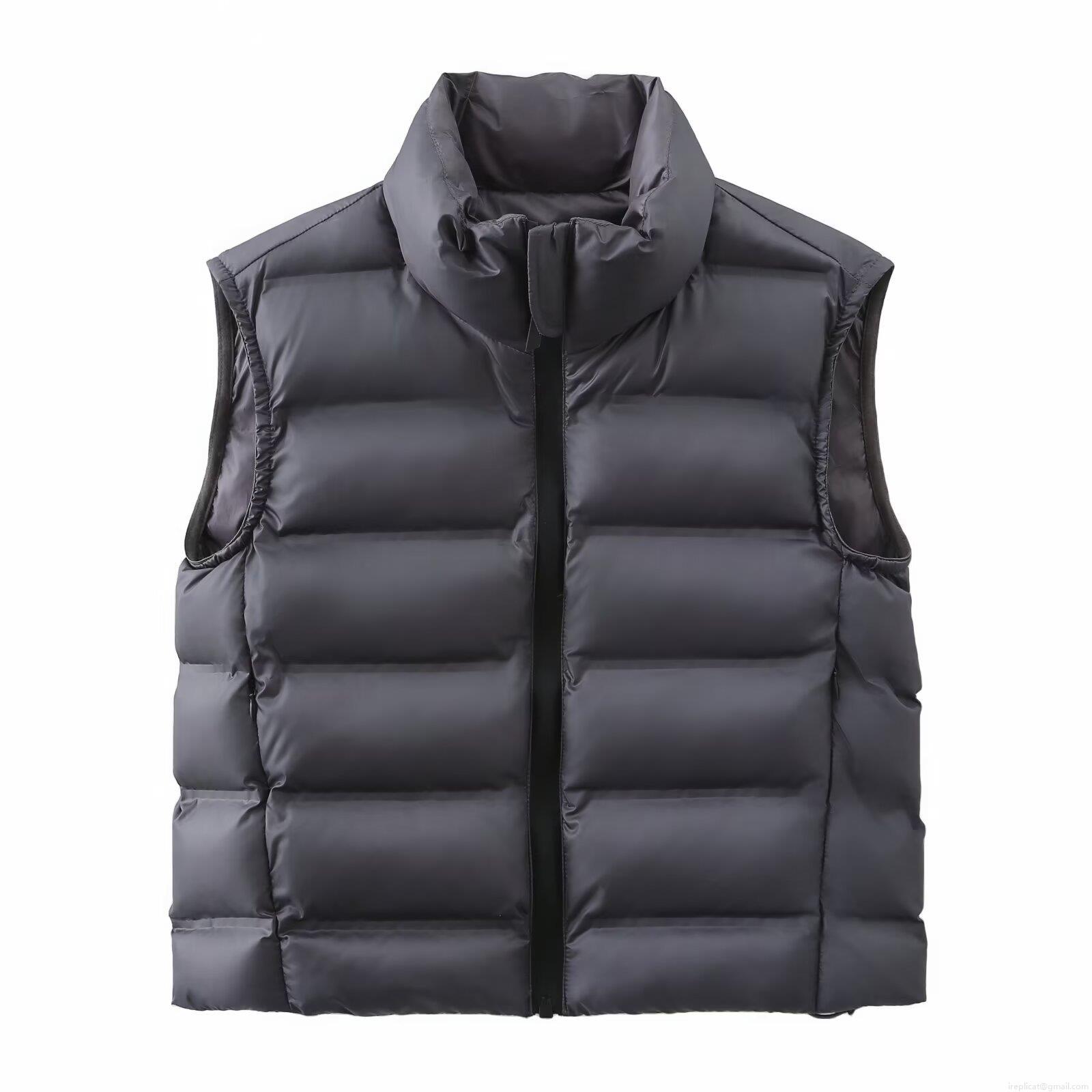 Women Padded Vest Winter Warm Stand Collar Sleeveless Quilted Jacket Polyester Streetwear Short Outerwear Casual Solid Color Zipper Puffer Waistcoat For Women