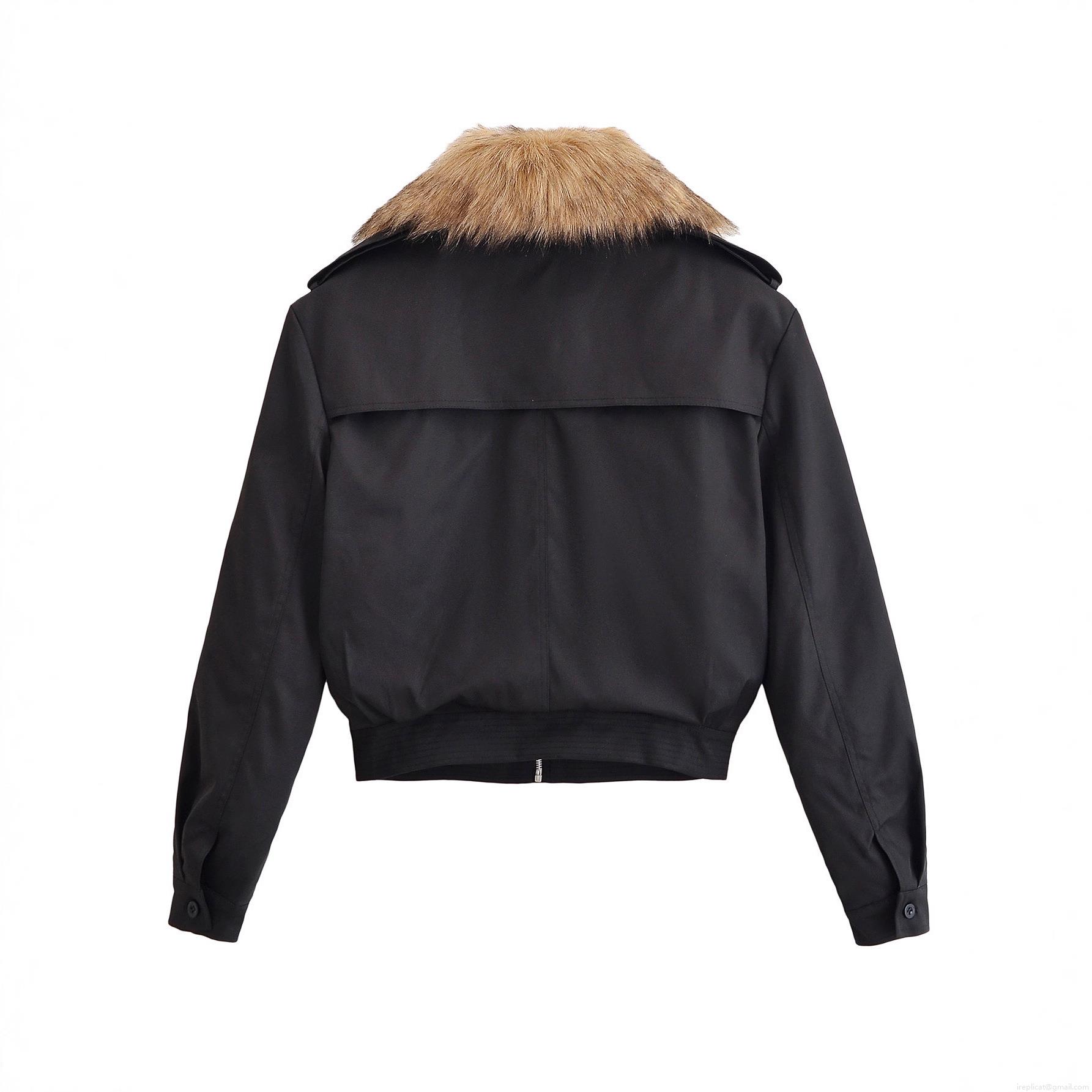 Women Winter Padded Jacket With Faux Fur Collar Polyester Long Sleeve Zipper Streetwear Warm Cotton Coat Outerwear For Ladies