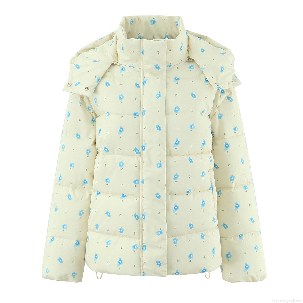 Women's Retro Floral Print Hooded Quilted Jacket Long Sleeve Winter Puffer Coat With Pockets Casual Streetwear Outdoor Warm Outwear