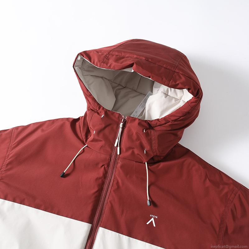 Women Winter Puffer Jacket Hooded Color Block Polyester Fiber Padded Warm Coat Casual Outdoor Windproof Loose Outerwear