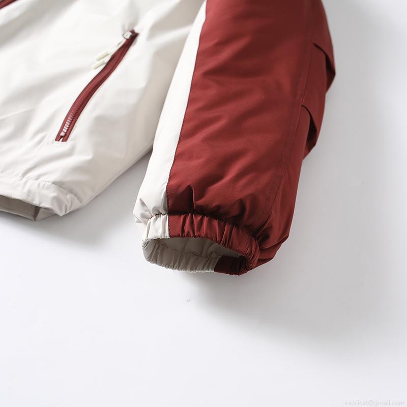 Women Winter Puffer Jacket Hooded Color Block Polyester Fiber Padded Warm Coat Casual Outdoor Windproof Loose Outerwear