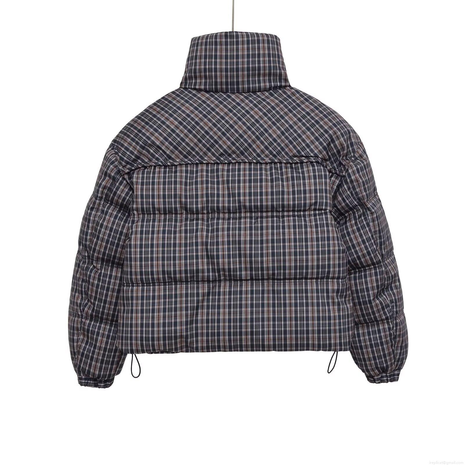 Women's Plaid Puffer Jacket Stand Collar Drawstring Hem Zip-Up Checkered Cotton-Padded Coat Warm Windproof Winter Outwear Casual Fashion Lady