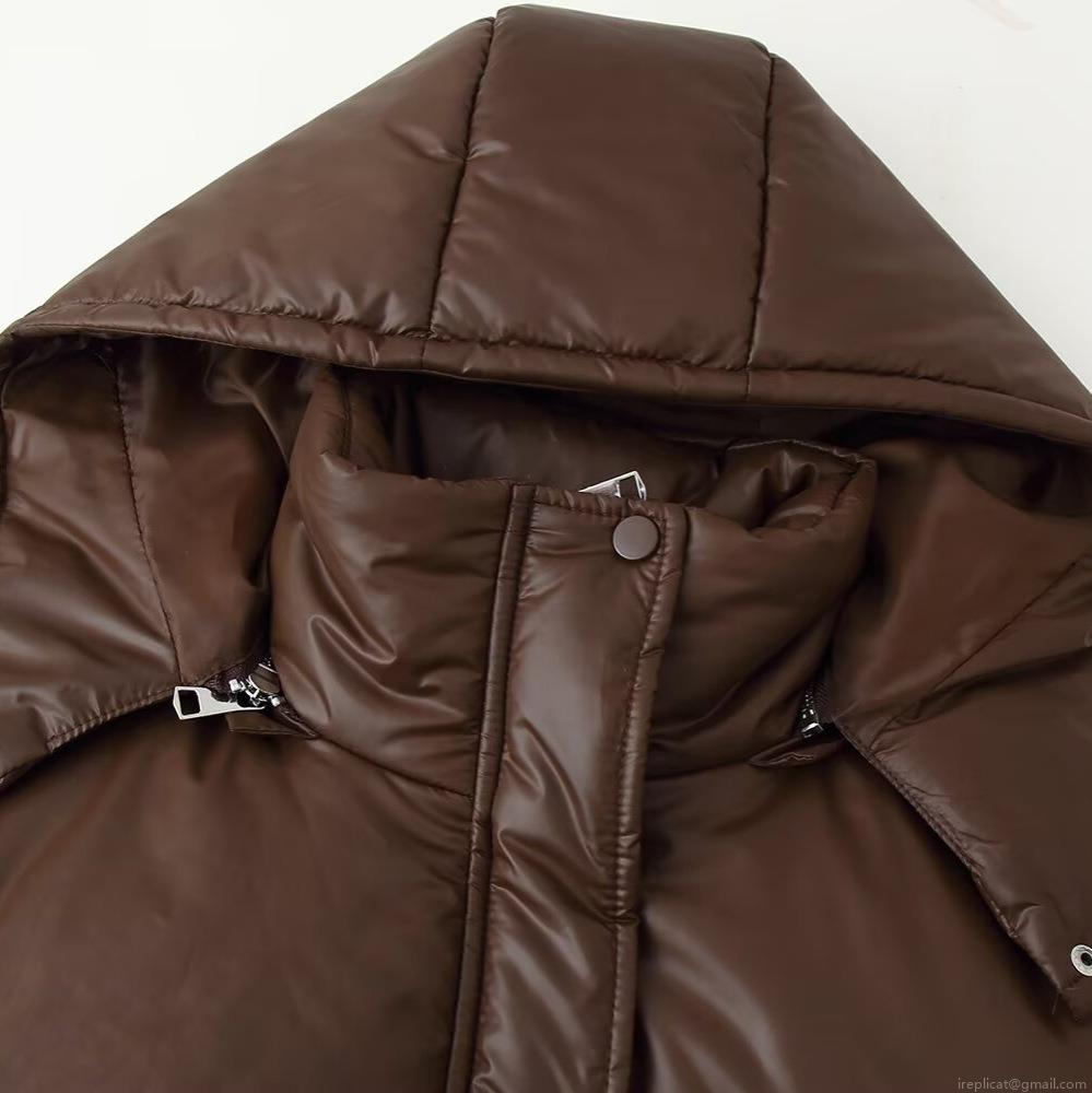 Women's Winter Padded Jacket Polyester Hooded Long Sleeve Mid-length Casual Drawstring Waist Puffer Coat Solid Color Warm Outerwear For Women