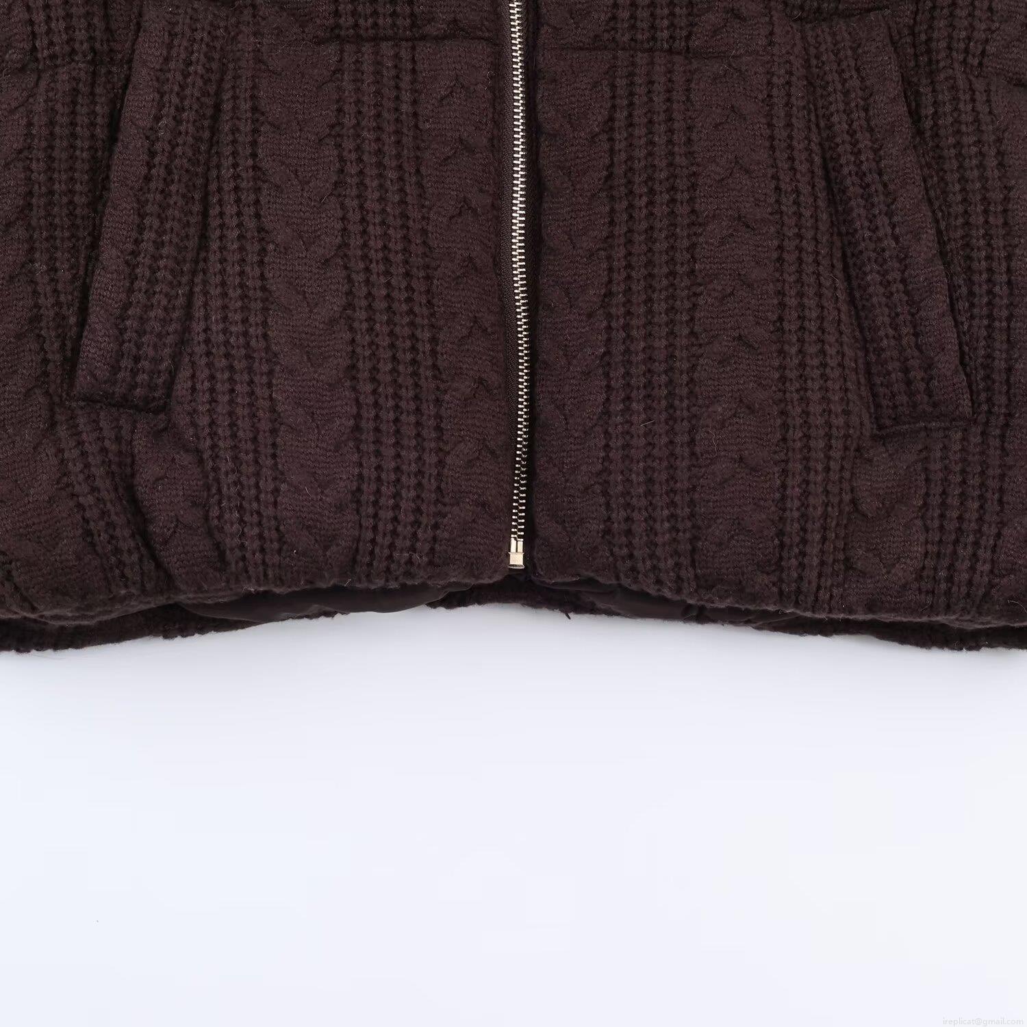 Women's Winter Fashion Casual Cable Knit Texture Hooded Cotton-Padded Jacket Loose Short Puffer Coat With Full Zip And Pockets Ladies Warm Outerwear