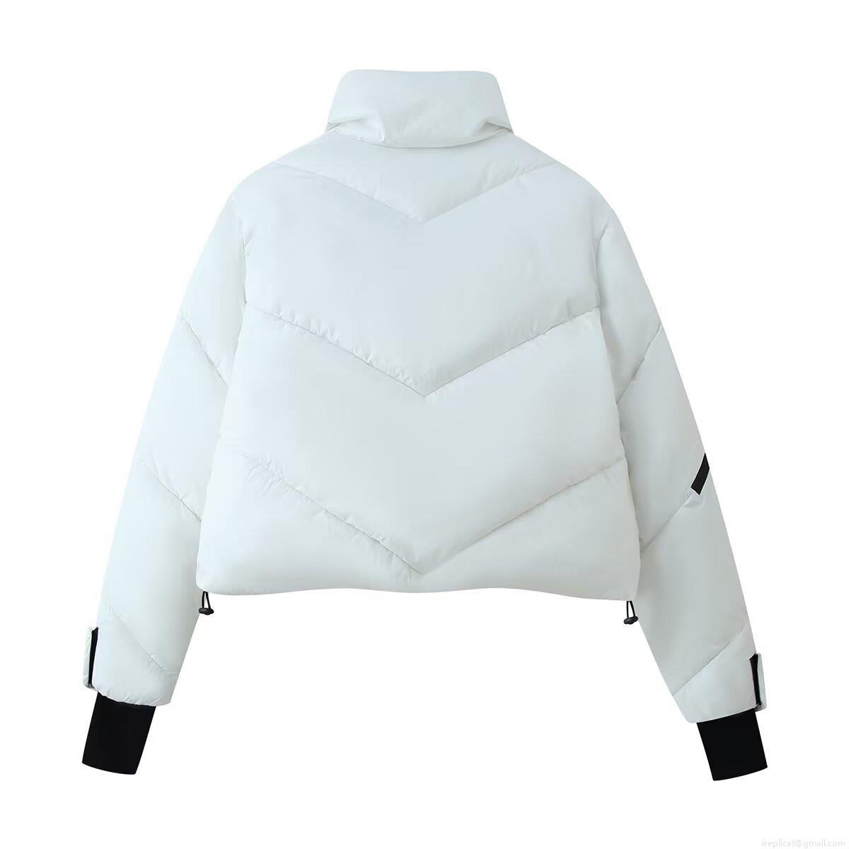Women's Winter Puffer Jacket Polyester Spandex Fabric With White Duck Down Filling Fashion Casual Loose Long Sleeve Stand Collar Zip Up Quilted Padded Outerwear Coat With Pockets For Cold Weather