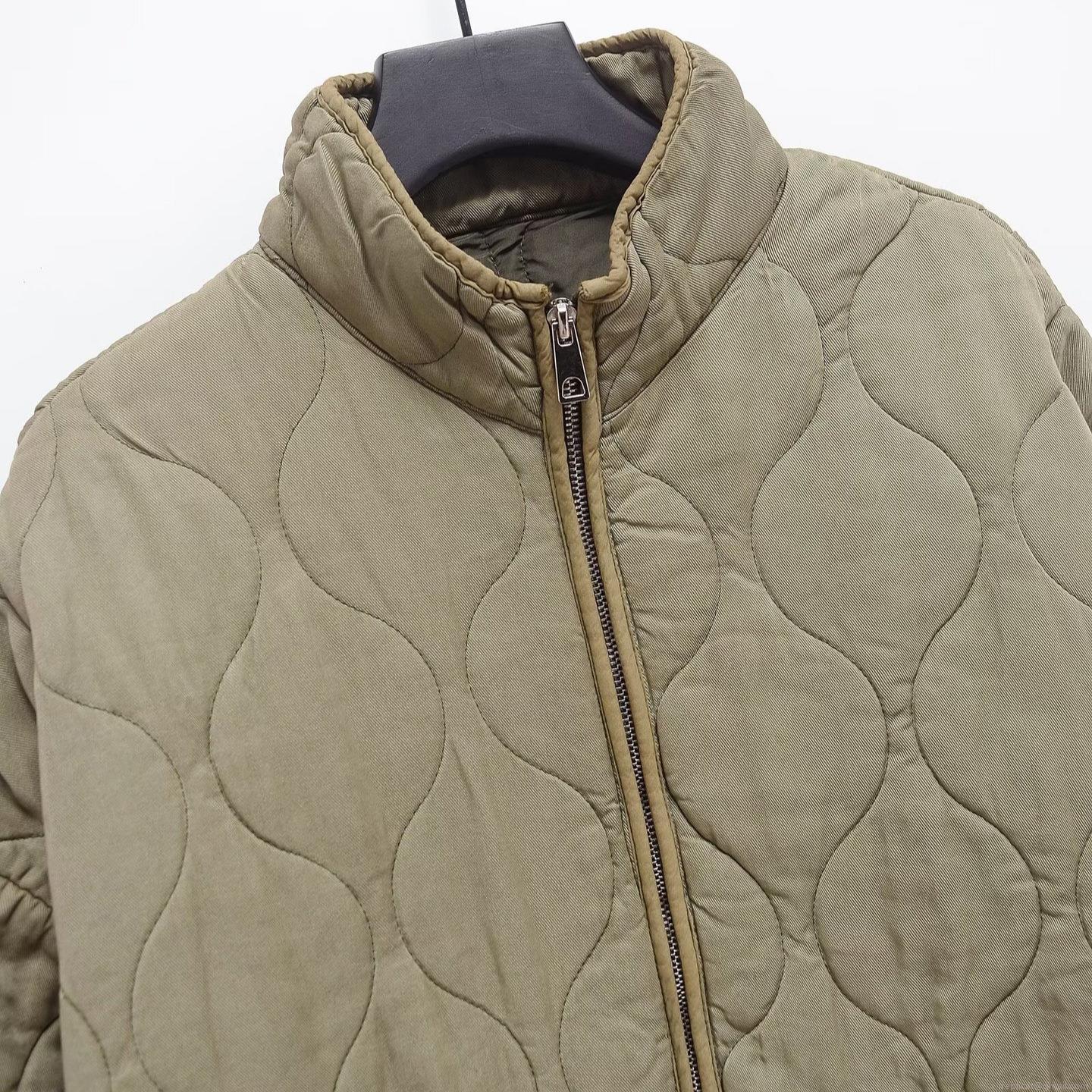 Women's Winter Casual Quilted Padded Jacket Stand Collar Zip Up Short Coat With Pockets Solid Color Polyester Tencel Warm Outwear