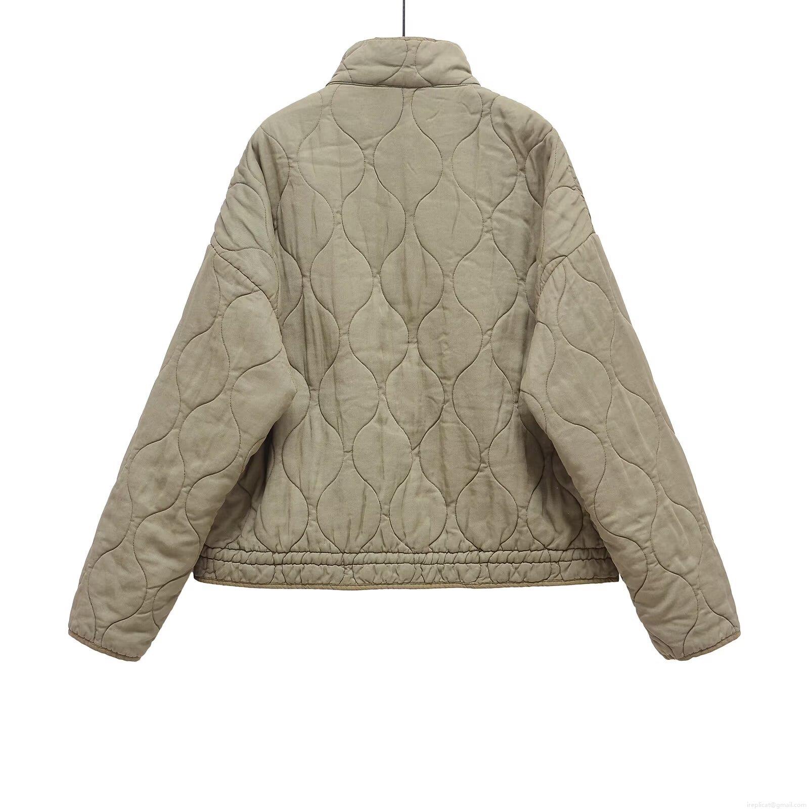 Women's Winter Casual Quilted Padded Jacket Stand Collar Zip Up Short Coat With Pockets Solid Color Polyester Tencel Warm Outwear