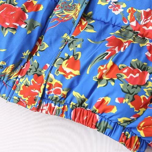 Women's Retro Chinese Ethnic Floral Print Padded Jacket Warm Quilted Cotton Coat With Stand Collar Loose Fit Long Sleeve Zipper Outwear For Winter