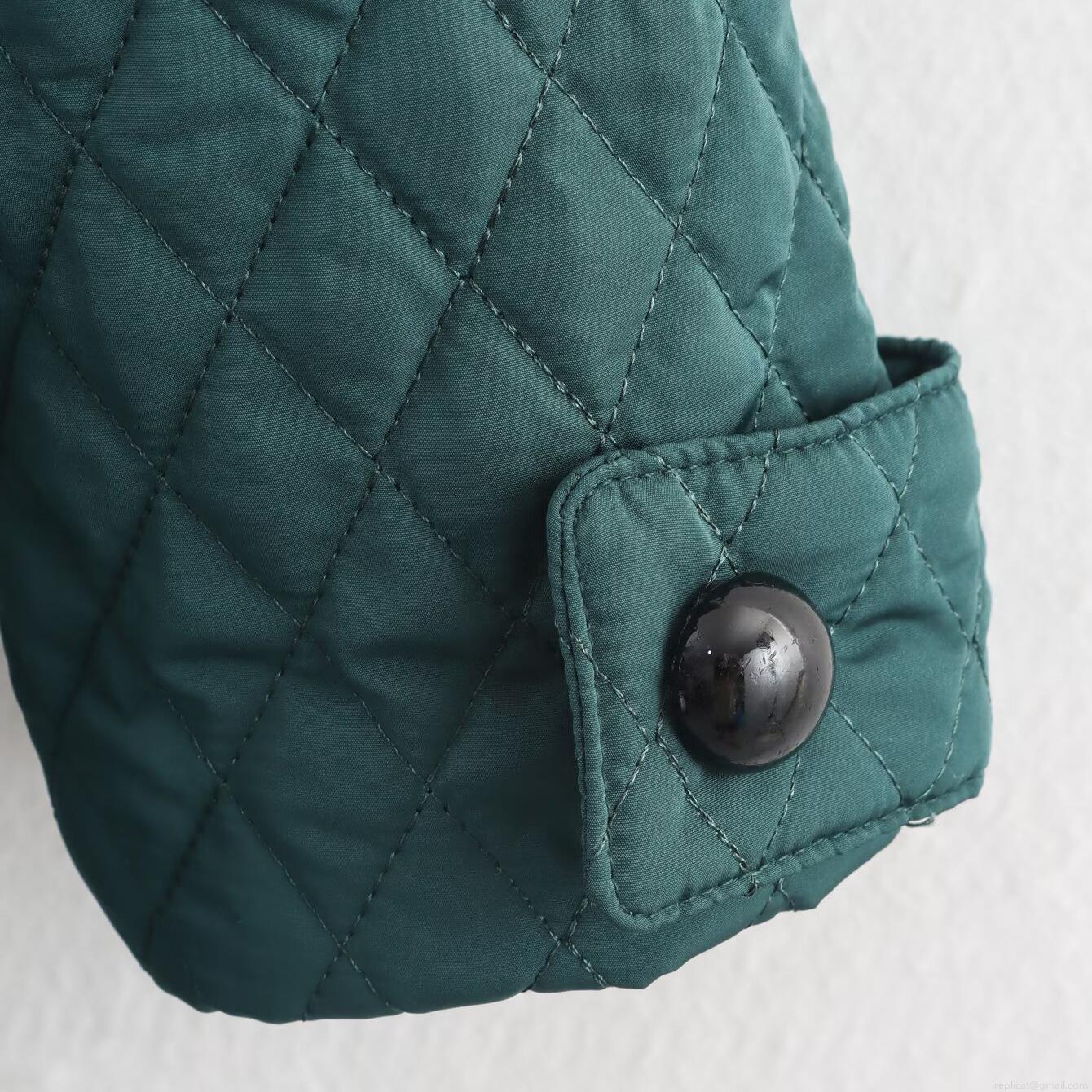 Women Long Quilted Padded Coat Dark Green Rhombus Pattern Single Breasted Round Neck Winter Warm Jacket Casual Fashion Outdoor Maxi Outerwear Polyester