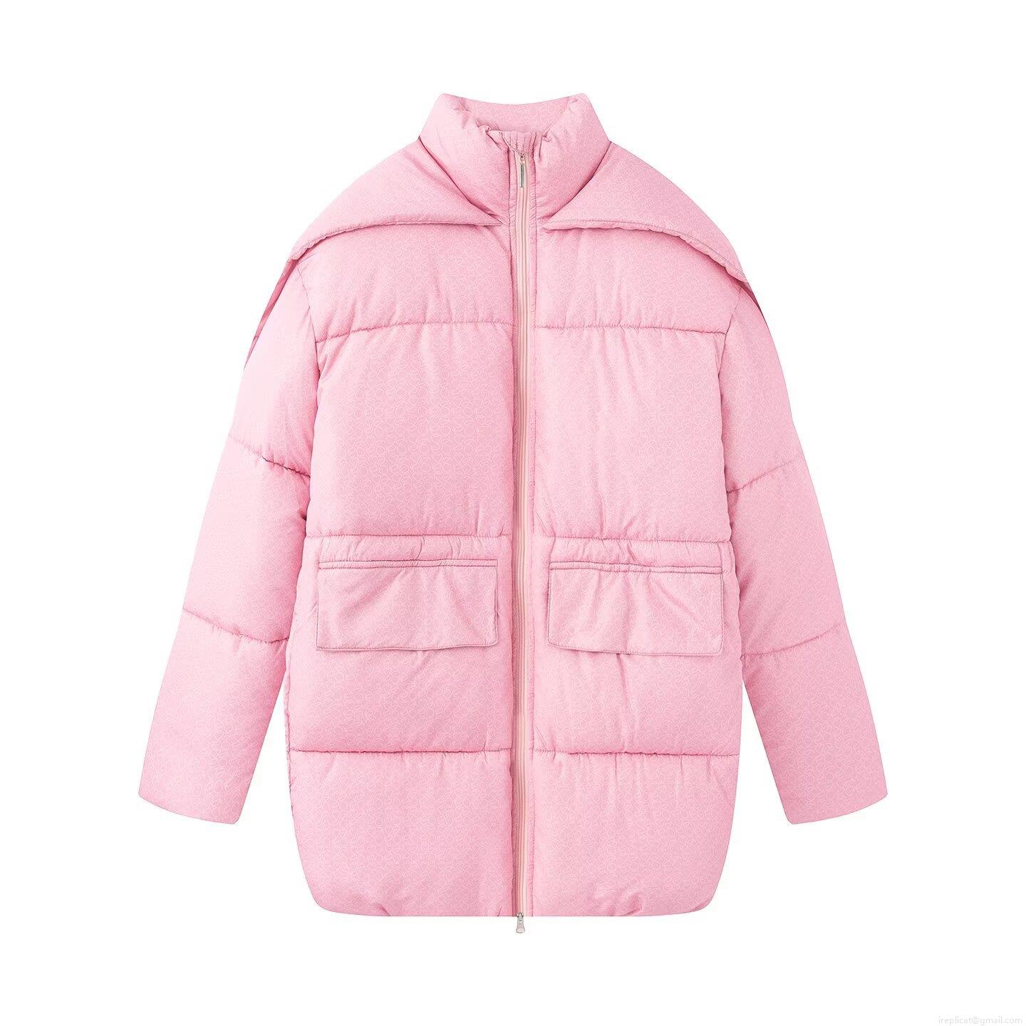 Women's Sweet Floral Hooded Puffer Jacket Warm Cotton Blend Windproof Mid-length Coat Casual Retro Bubble Sleeve Winter Outwear With Large Pockets