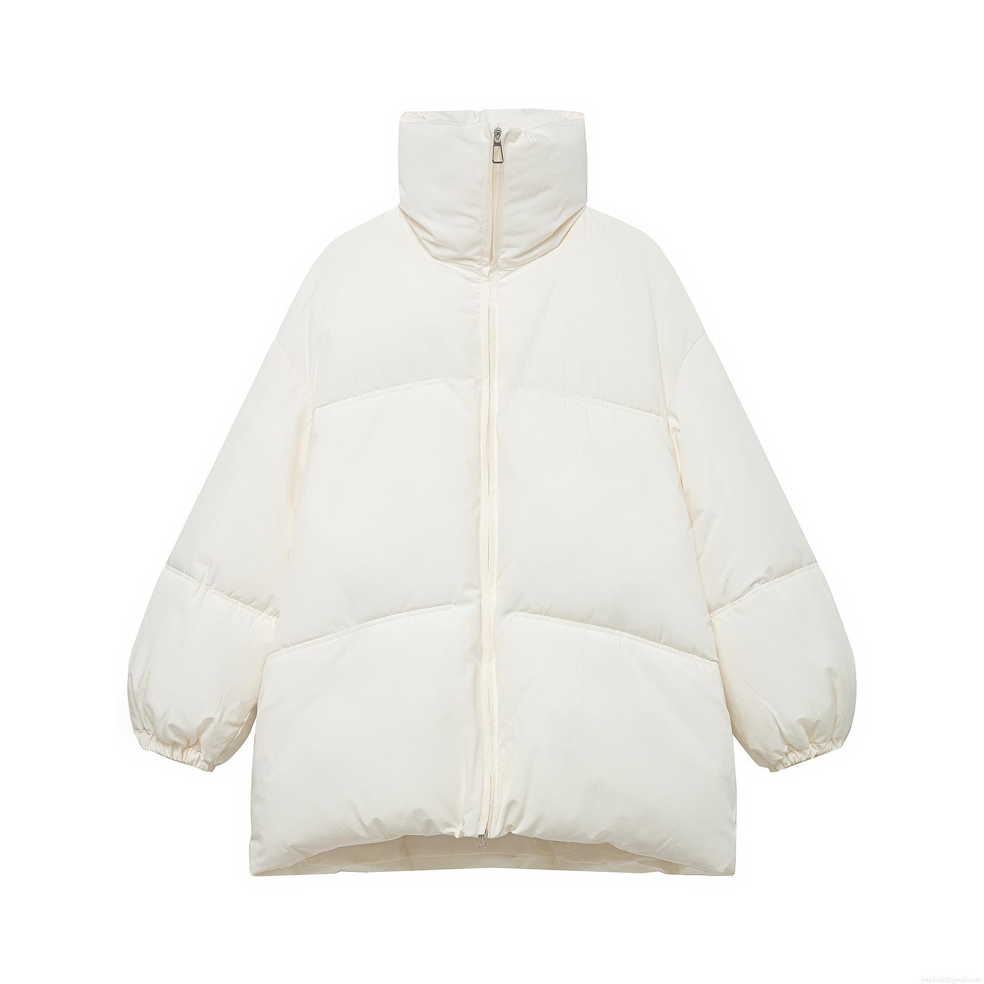 Women's Fashion Casual Puffer Jacket Stand Collar Zip Up Short Bread Coat Solid Color Quilted Outerwear For Winter Warm Daily Wear