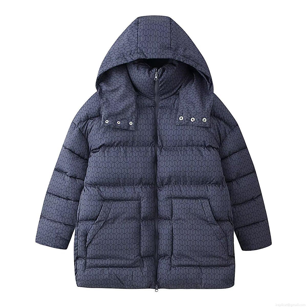 Women's Fashion Geometric Print Hooded Cotton-Padded Jacket Thick Warm Winter Outwear Casual Retro Zip-Up Long Sleeve Coat With Pockets