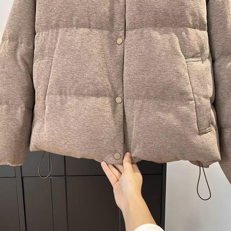 Women's Winter Puffy Padded Jacket With Detachable Scarf Solid Color Quilted Warm Thick Cotton Coat Loose Casual Outerwear Camel