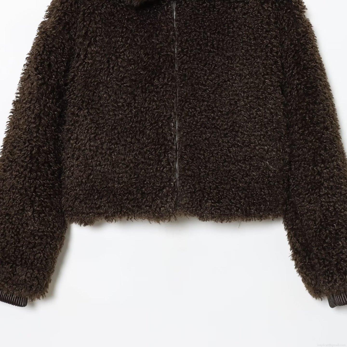 Women's Faux Sherpa Fleece Jacket Warm Fuzzy Coat Full Zipper Cropped Outerwear Casual Loose Fit Lapel Long Sleeve Jacket With Pockets For Winter Fall Ladies