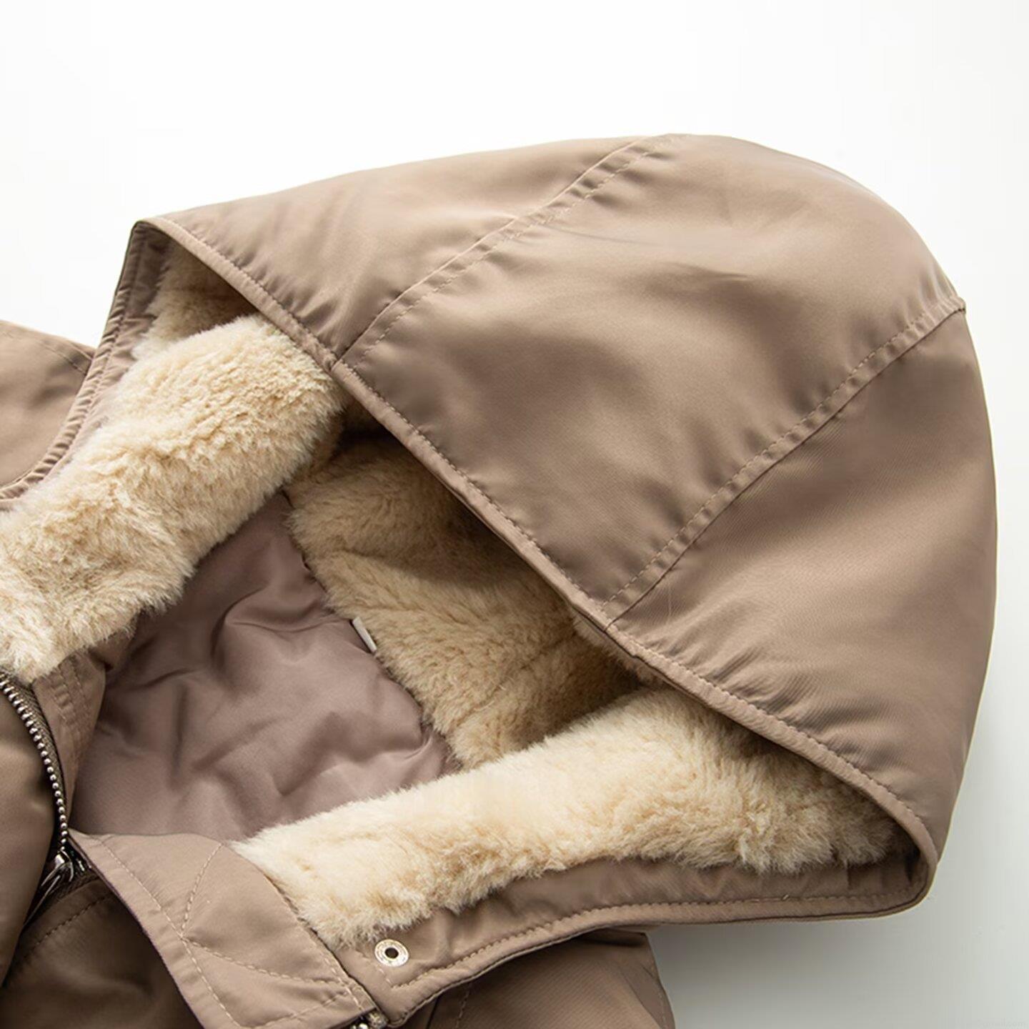 Women's Winter Hooded Padded Bomber Jacket With Fleece Lining Thick Warm Oversized Outerwear Casual Zip Up Quilted Coat For Women