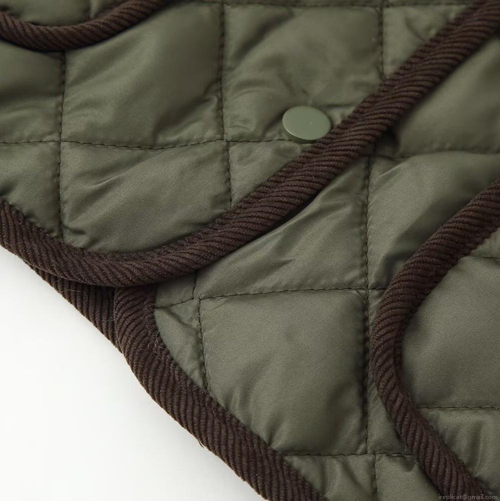 Women's Retro Diamond Quilted Jacket With Corduroy Collar Loose Fit Single Breasted Long Sleeve Casual Padded Coat For Winter