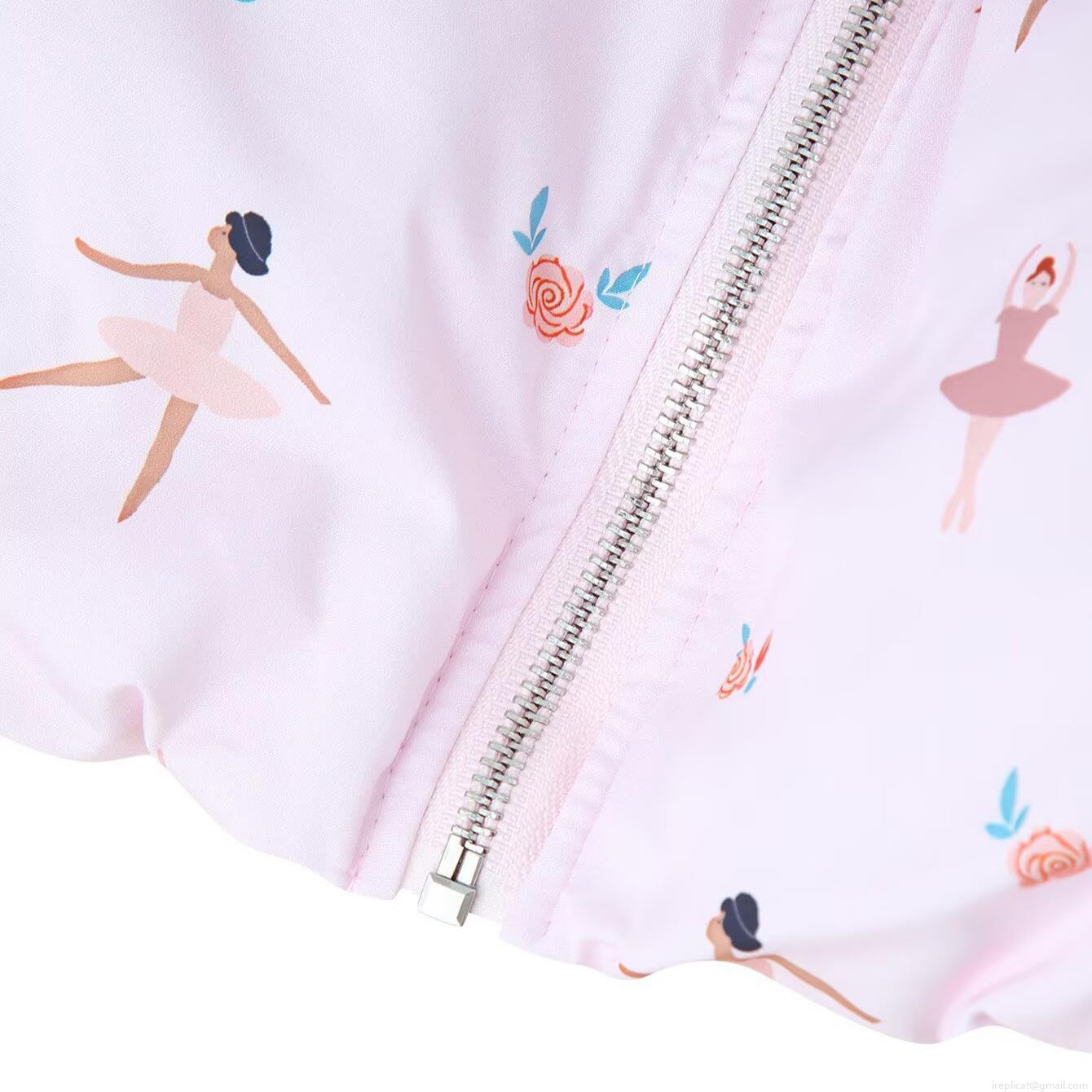 Women Fashion Printed Padded Jacket Winter Warm Hooded Cotton Coat With Zipper Pocket Sweet Ballet Dancer Strawberry Print Casual Loose Outerwear For Ladies