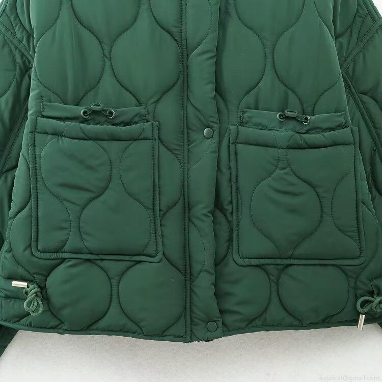 Women's Winter Casual Quilted Hooded Cotton Padded Jacket Loose Fit Warm Solid Color Outerwear With Large Pockets And Drawstring Long Sleeve Windproof Coat