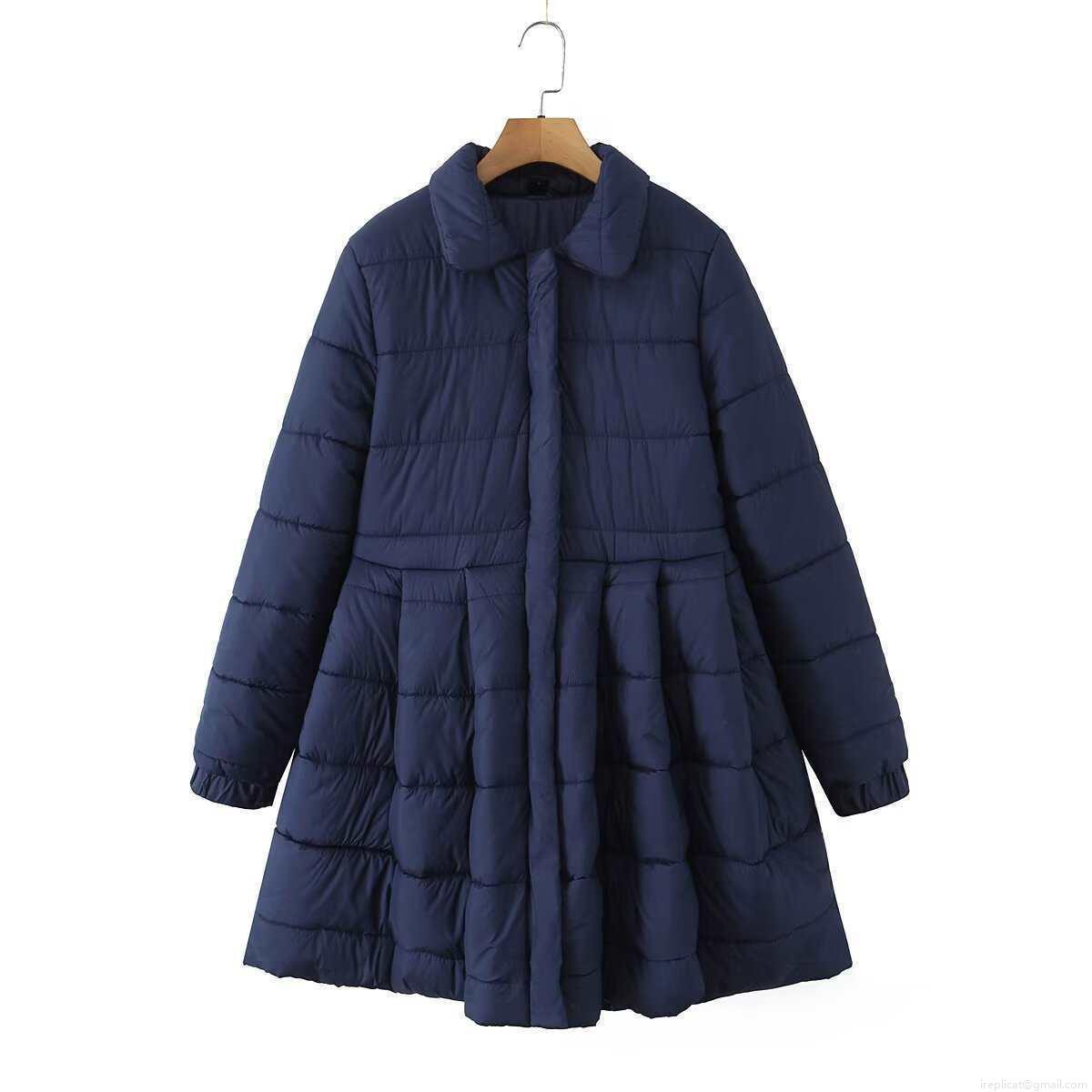 Women's Vintage Quilted Padded Jacket Mid-Length Flare Skirt Hem Cotton Blend Coat Warm Single Breasted Square Collar Winter Parka Outerwear