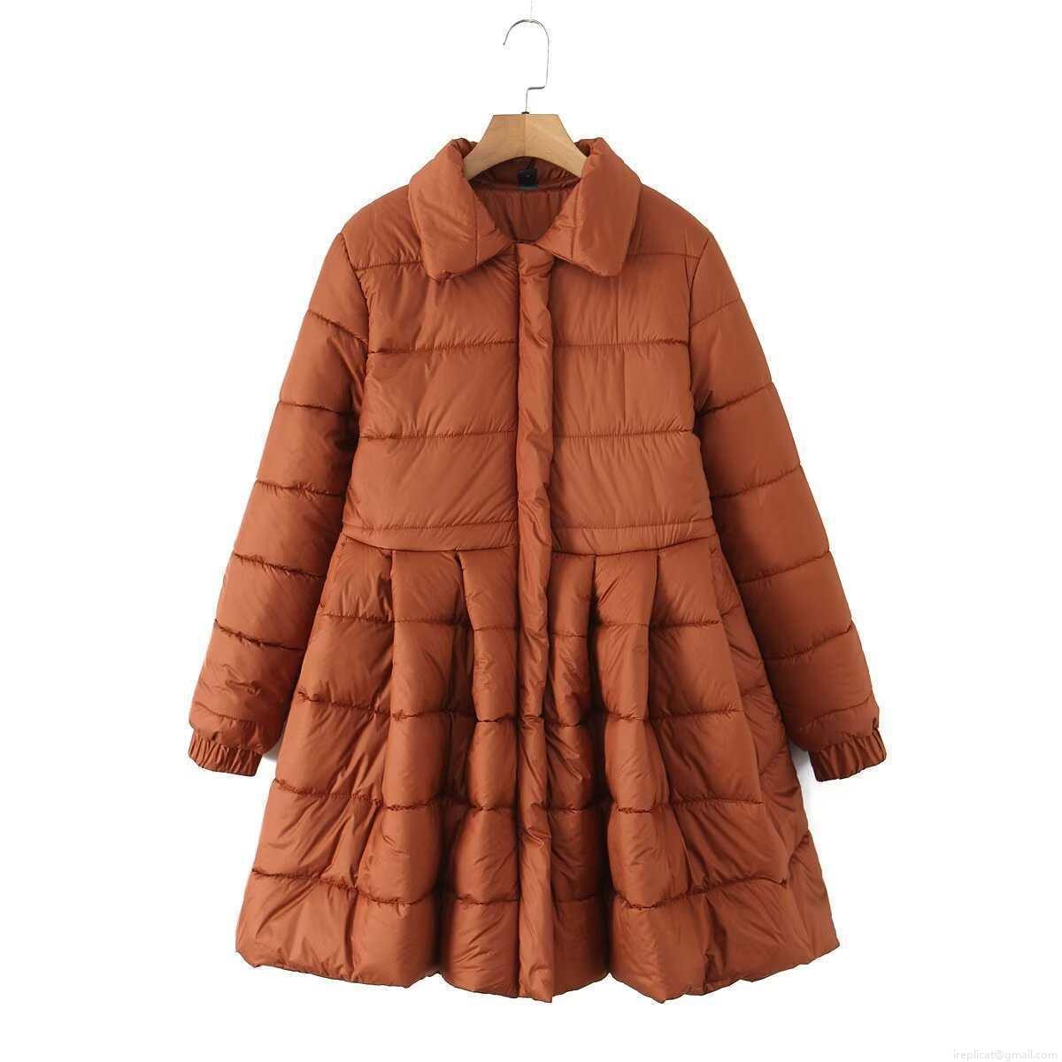 Women's Vintage Quilted Padded Jacket Mid-Length Flare Skirt Hem Cotton Blend Coat Warm Single Breasted Square Collar Winter Parka Outerwear