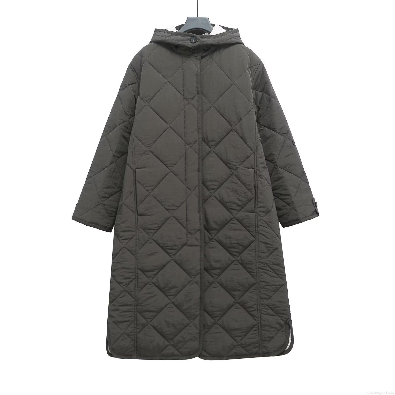 Women's Extra Long Hooded Quilted Coat Diamond Pattern Polyester Winter Warm Puffer Jacket Loose Casual Outwear For Women