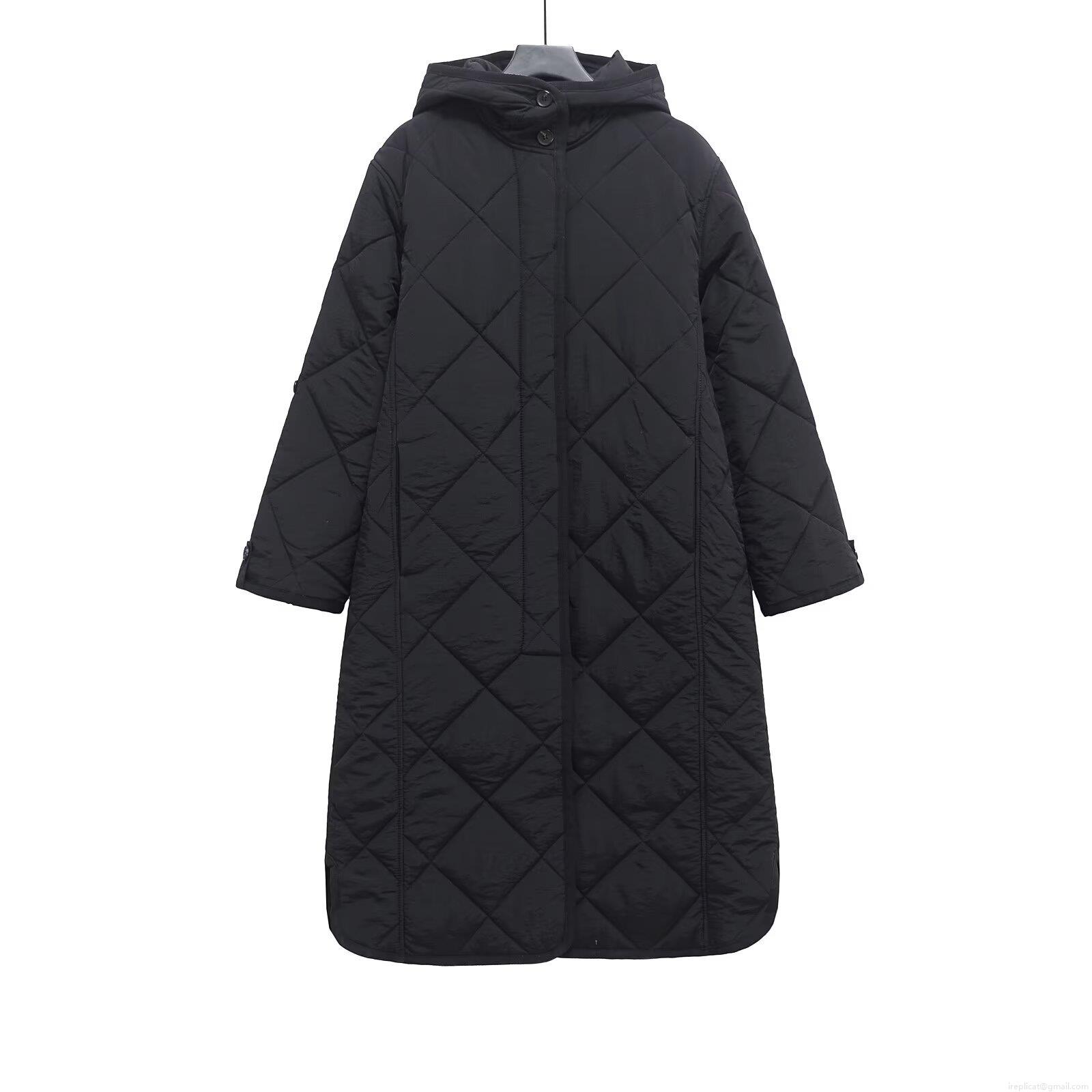Women's Extra Long Hooded Quilted Coat Diamond Pattern Polyester Winter Warm Puffer Jacket Loose Casual Outwear For Women