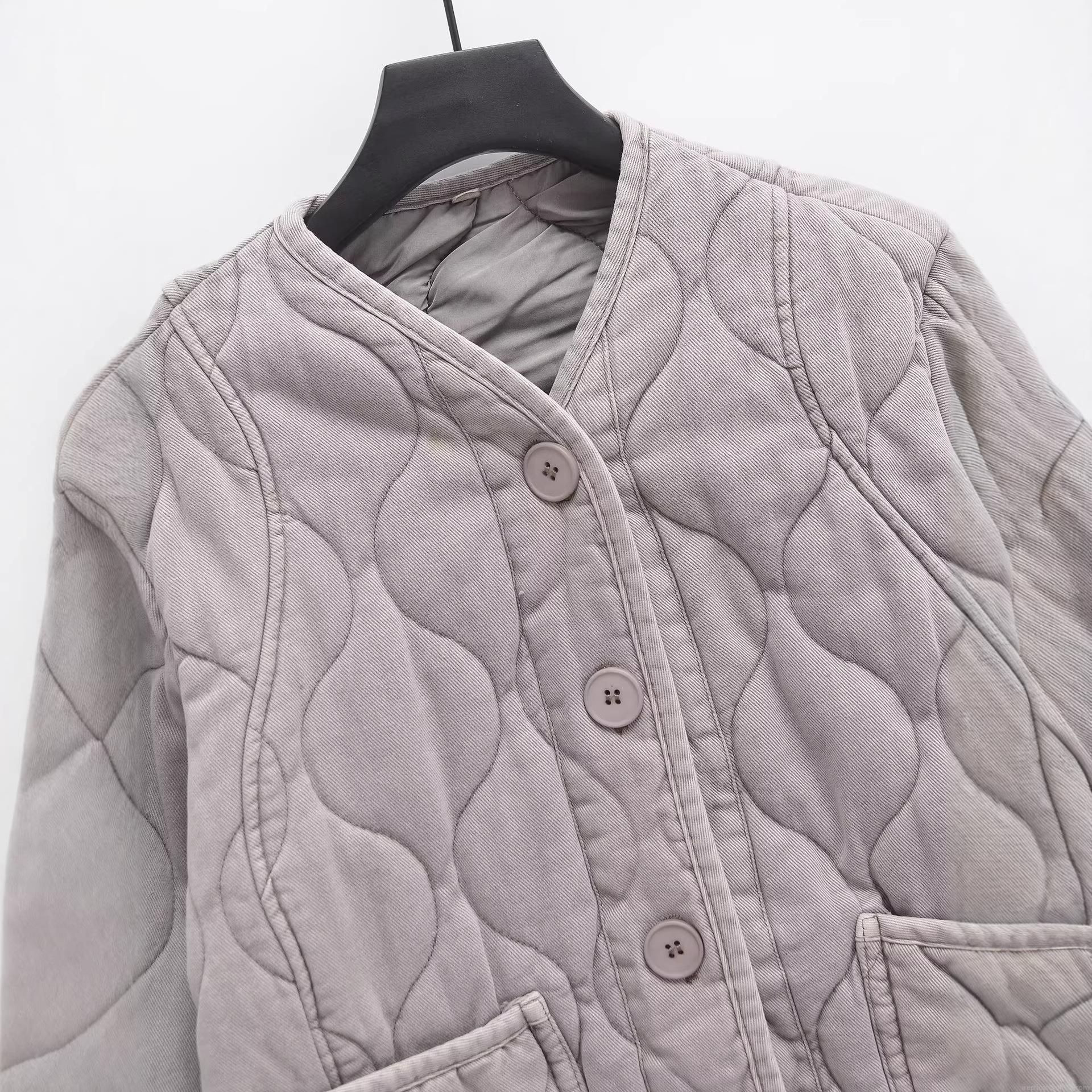 Women's Lightweight Quilted Jacket Long Sleeve Onion Quilted Padded Outerwear Cotton Polyester Blend Button Down Casual Warm Coat for Women