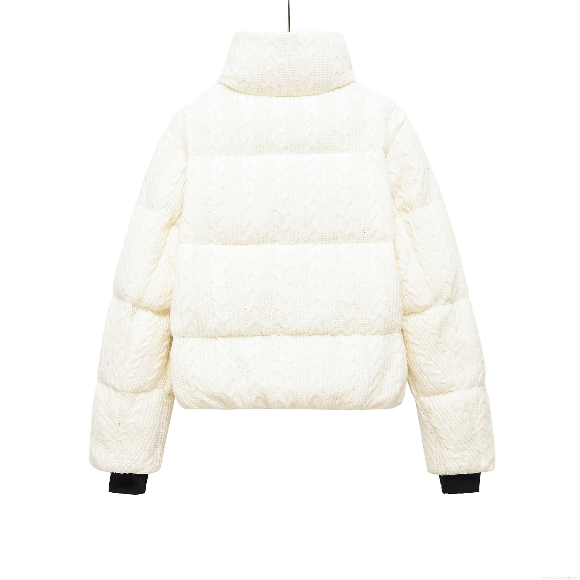 Women's Casual Winter Puffer Jacket Cable Knit Texture Thick Warm Stand Collar Windproof Ski Coat Retro Women's Outerwear