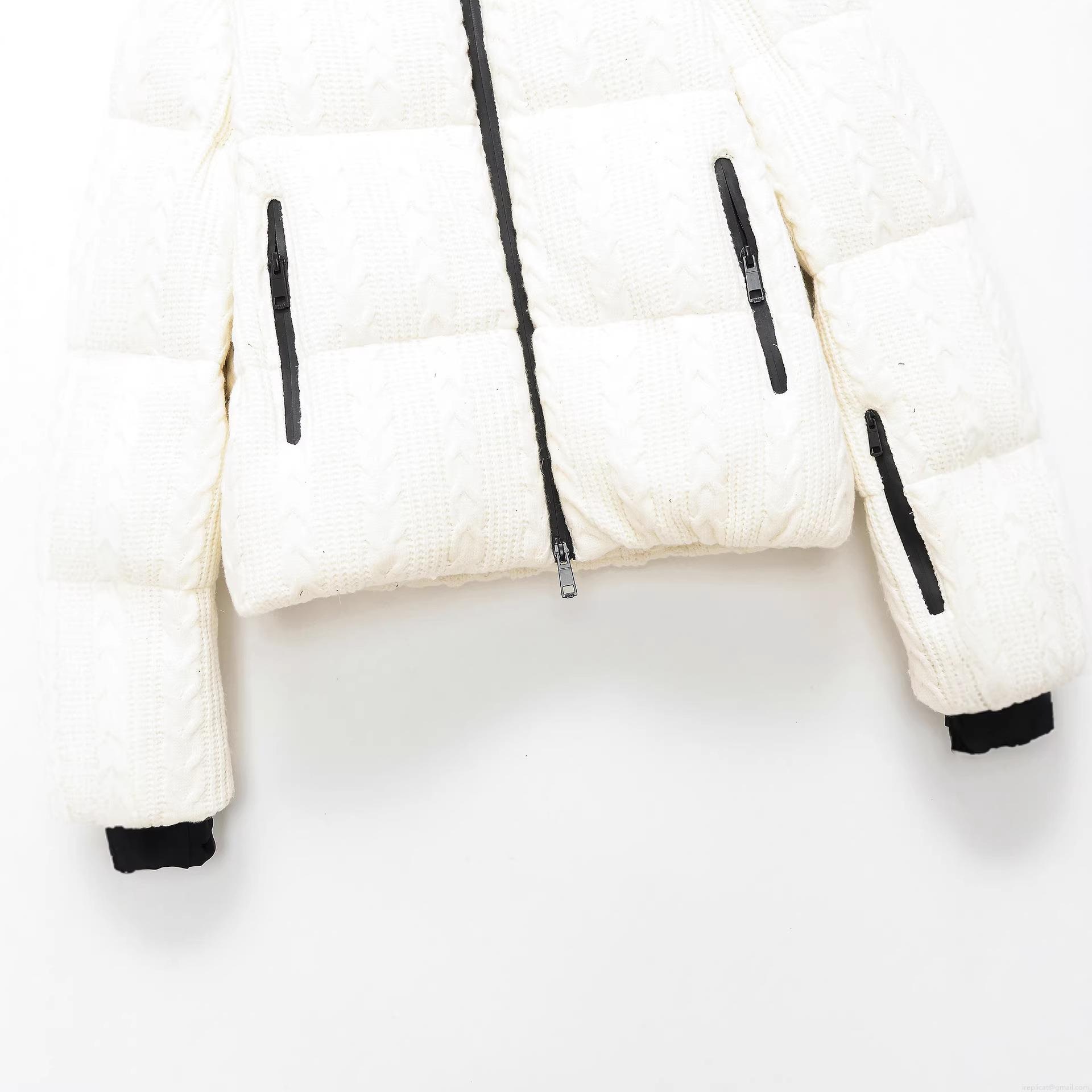 Women's Casual Winter Puffer Jacket Cable Knit Texture Thick Warm Stand Collar Windproof Ski Coat Retro Women's Outerwear