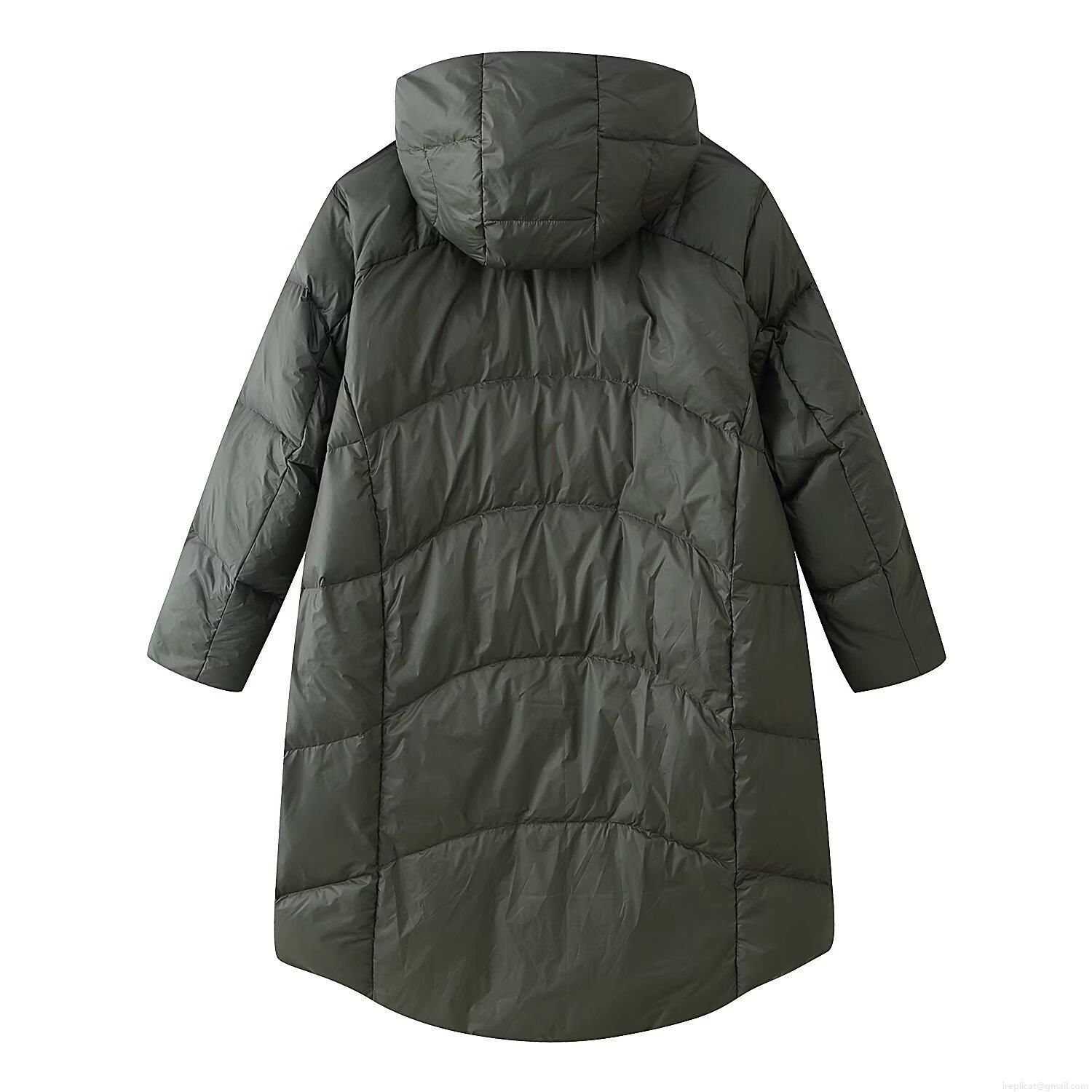 Women's Long Hooded Quilted Puffer Jacket Warm Cotton Padded Windproof Outerwear Solid Retro Style Coat For Women Winter Daily Casual