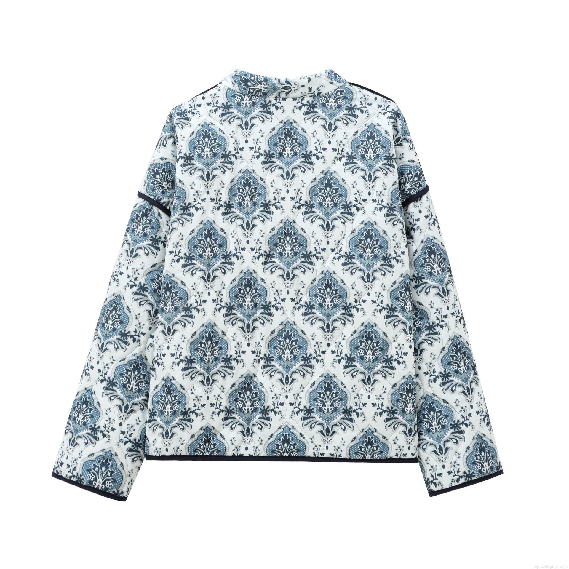 Women's Vintage Paisley Print Quilted Jacket Retro Boho Lace-up Long Sleeve Padded Cotton Coat Autumn Winter Warm Outerwear For Women