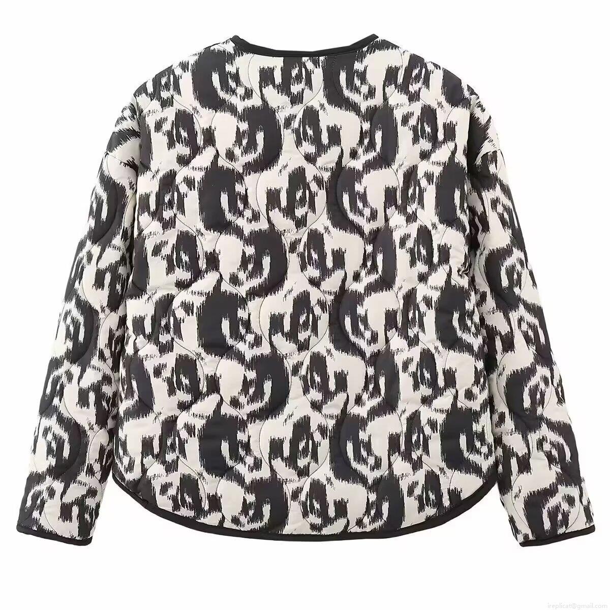 Women's Quilted Puffer Jacket Polyester Cotton Blend Abstract Ethnic Print Warm Coat Round Neck Long Sleeve Outerwear For Autumn Winter Casual Women Clothes
