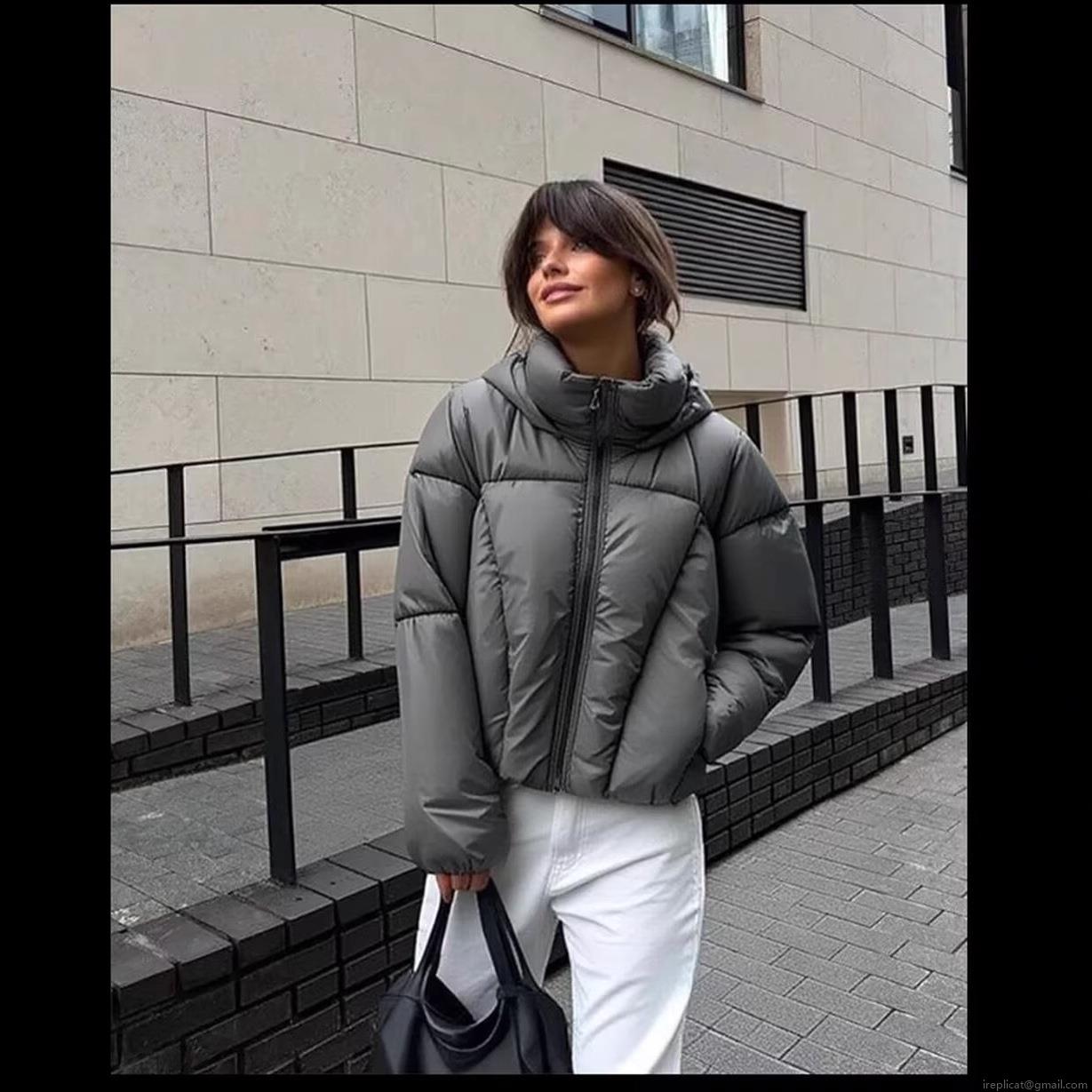 Women's Metallic Shiny Puffer Jacket Hooded Thickened Warm Winter Padded Bread Coat Streetwear Quilted Cotton Outerwear For Ladies