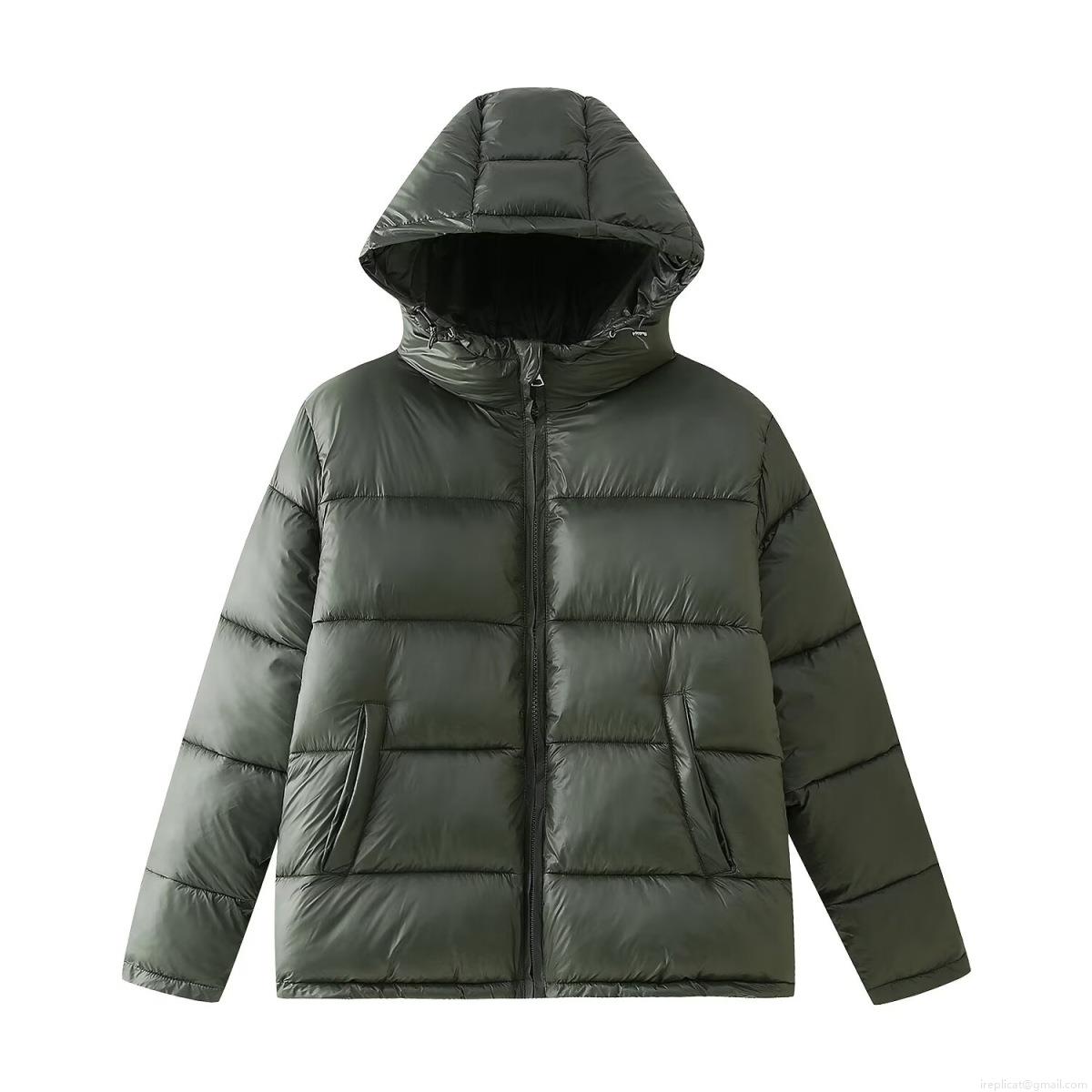Women's Winter Puffer Jacket Hooded Polyester Fabric Cotton Padded Warm Quilted Coat For Casual Outdoor Thick Windproof Outwear