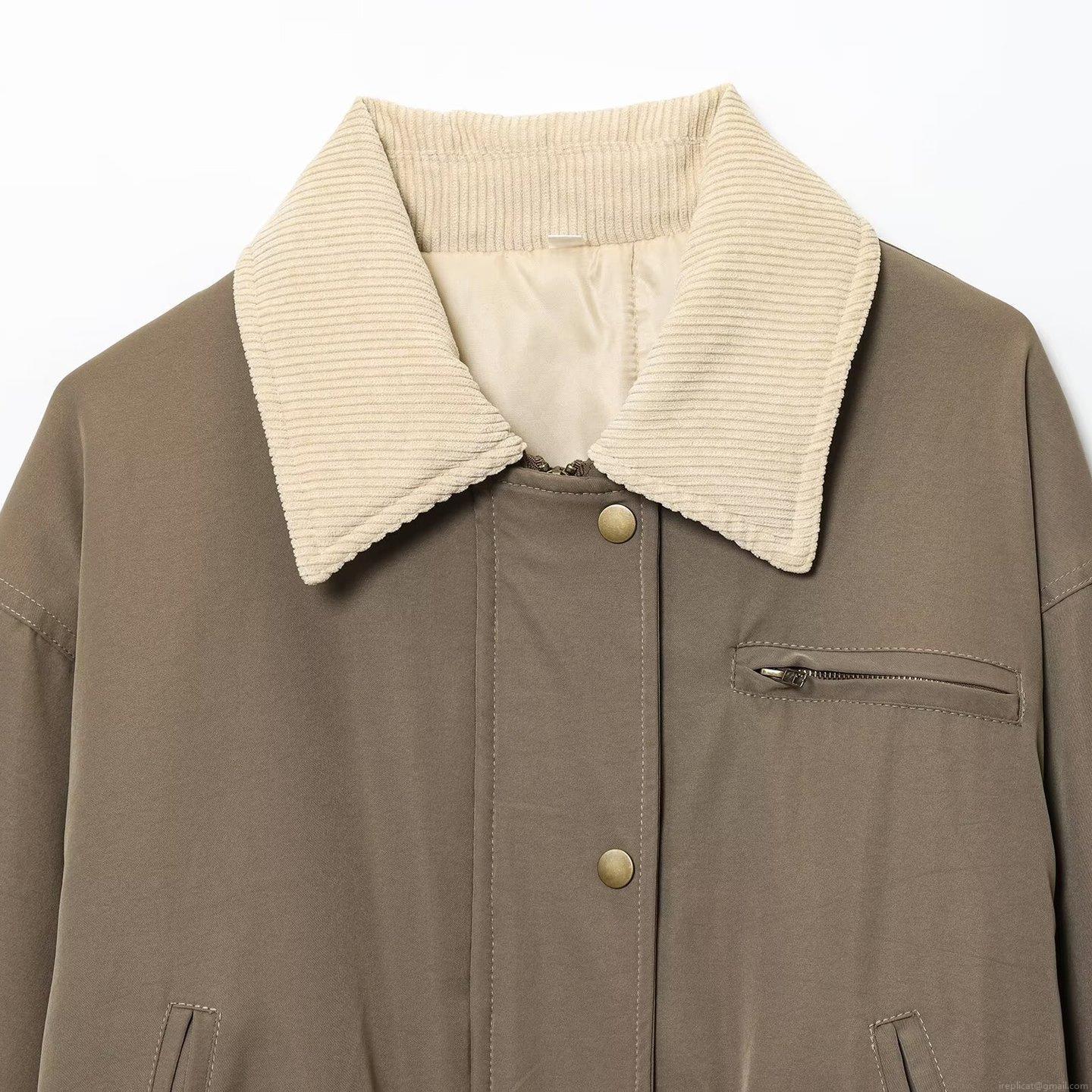 Women's Vintage Ethnic Style Padded Jacket Loose Long Sleeve Corduroy Patchwork Coat With Pockets Button Down Warm Winter Outerwear