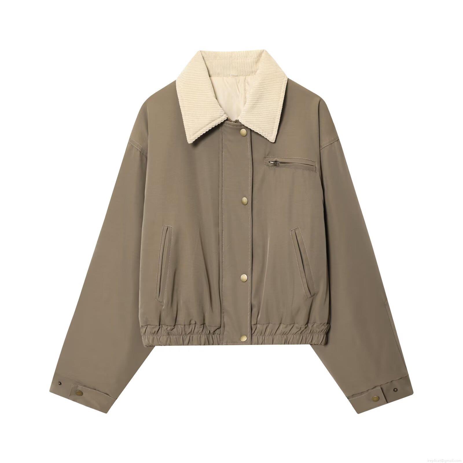 Women's Vintage Ethnic Style Padded Jacket Loose Long Sleeve Corduroy Patchwork Coat With Pockets Button Down Warm Winter Outerwear