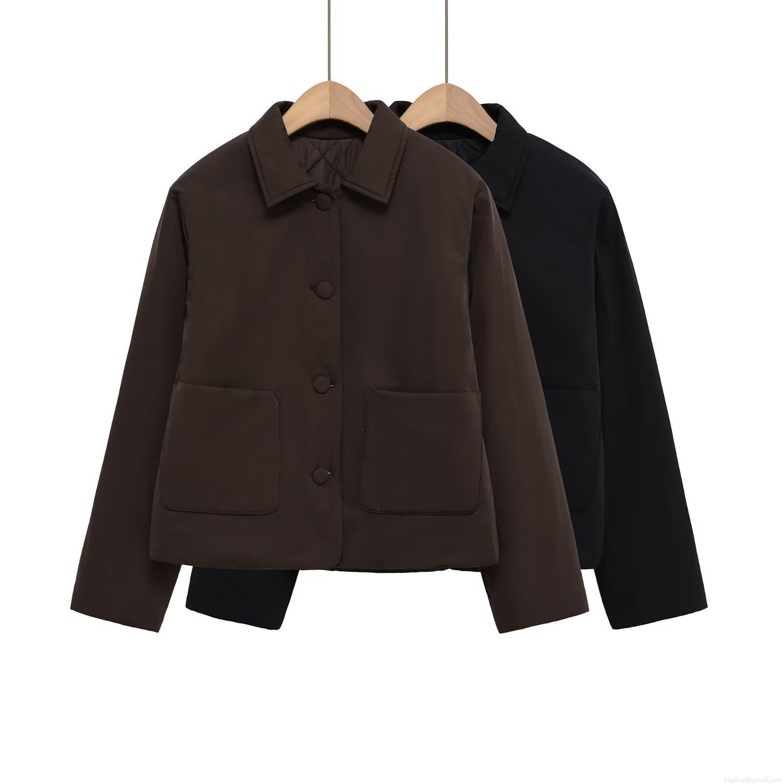 Women's Quilted Padded Jacket Turn-down Collar Single-breasted Puffer Coat With Patch Pockets Polyester Fall Winter Casual Streetwear Outerwear For Women