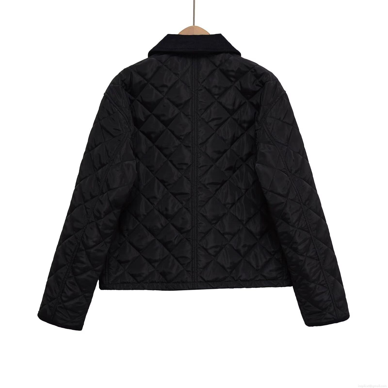 Women's Casual Diamond Quilted Cotton Padded Jacket With Corduroy Collar Vintage Short Long Sleeve Warm Outerwear Snap Button Puffer Coat For Autumn Winter Fashion Women