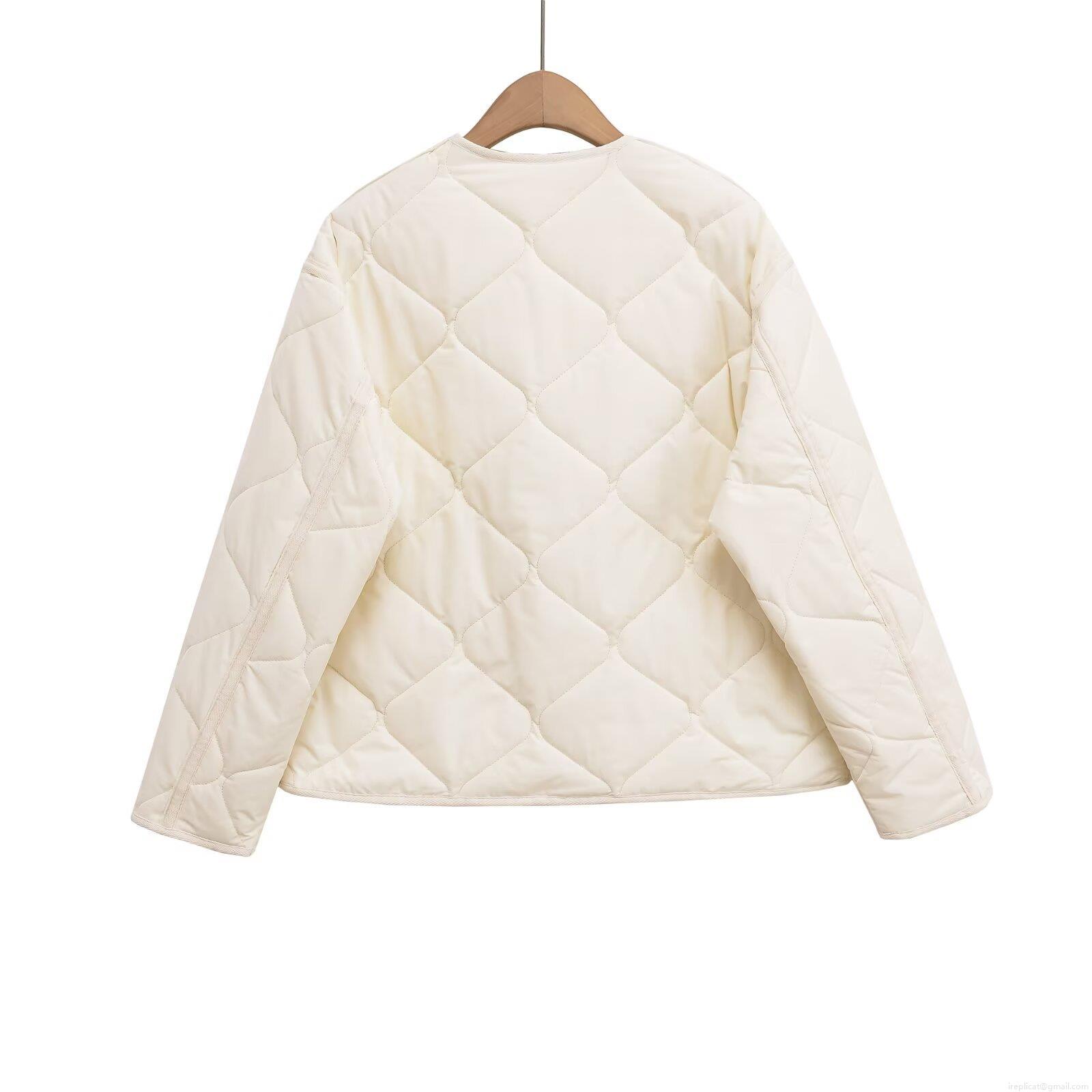Women's Casual Quilted Jacket Cotton Polyester Blend Lightweight Padded Coat Winter Warm Loose Fit Round Neck Outwear With Contrast Buttons And Patch Pockets Vintage Solid Color Streetwear For Ladies